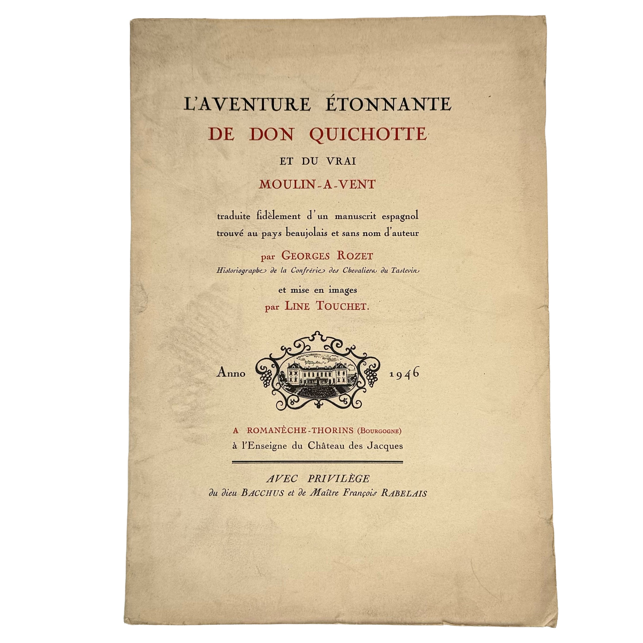 L'aventure étonnante de Don Quichotte et du vrai Moulin-à-vent by Rozet, Georges: a selected plate showing the 1946 wine & viticulture publication