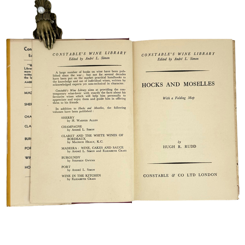 Hocks and Moselles by Rudd, Hugh R.: a distinctive element from the 1935 wine & viticulture copy