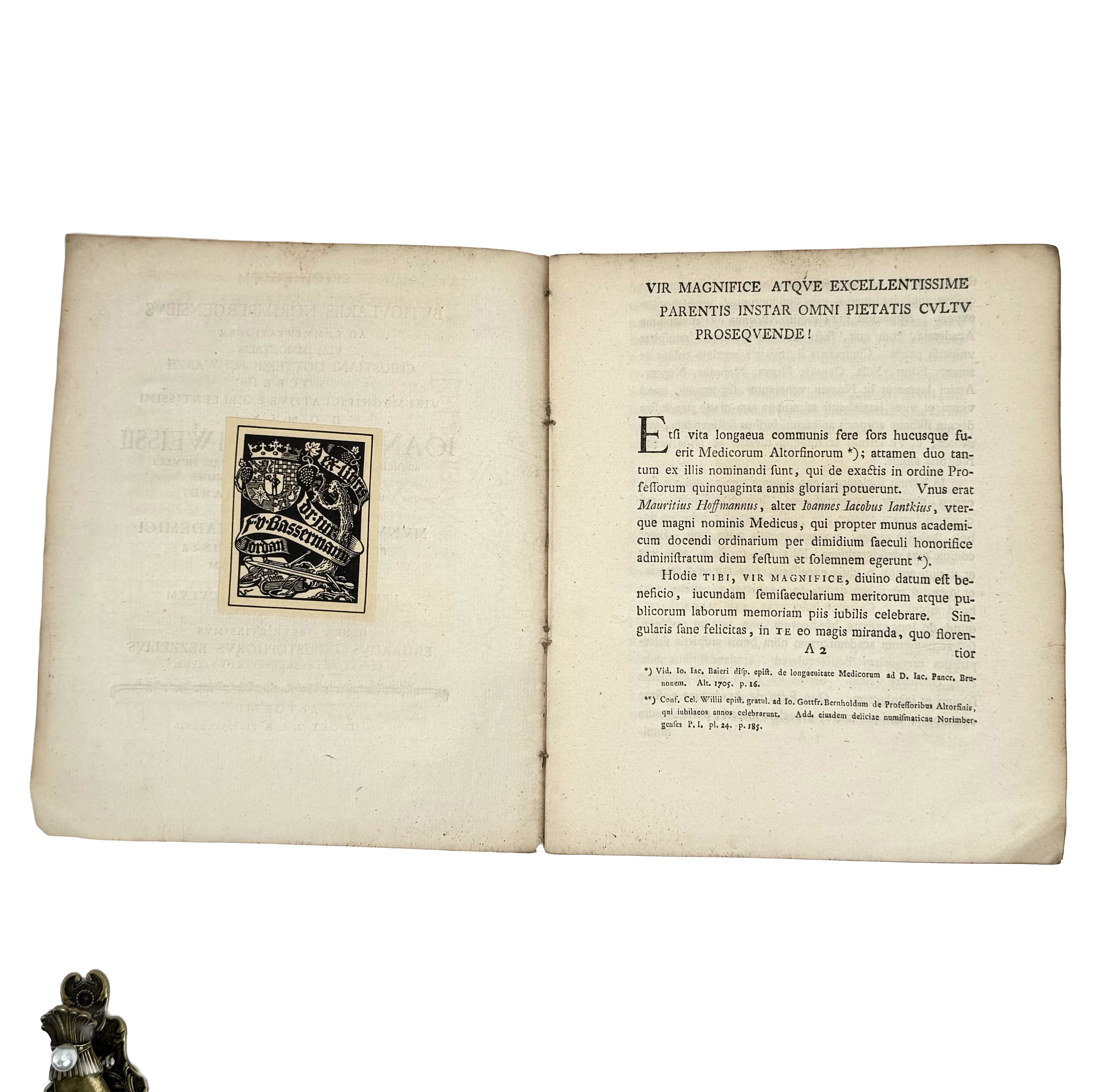 Spicilegium de Butigulariis Norimbergensibus by Bezzelius, Erhardus Christophorus: a delicate visual nuance of the 1782 wine & viticulture work