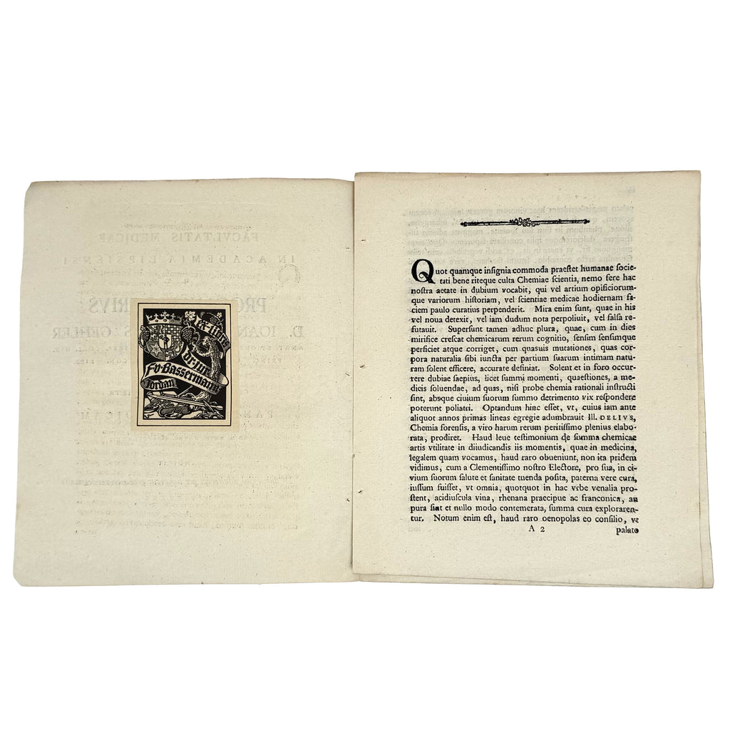 De dubia vini adulterati per liquorem probatorium  by Gehler, Ioannes Carolus: an uncommon visual fragment of the 1782 wine & viticulture treatise