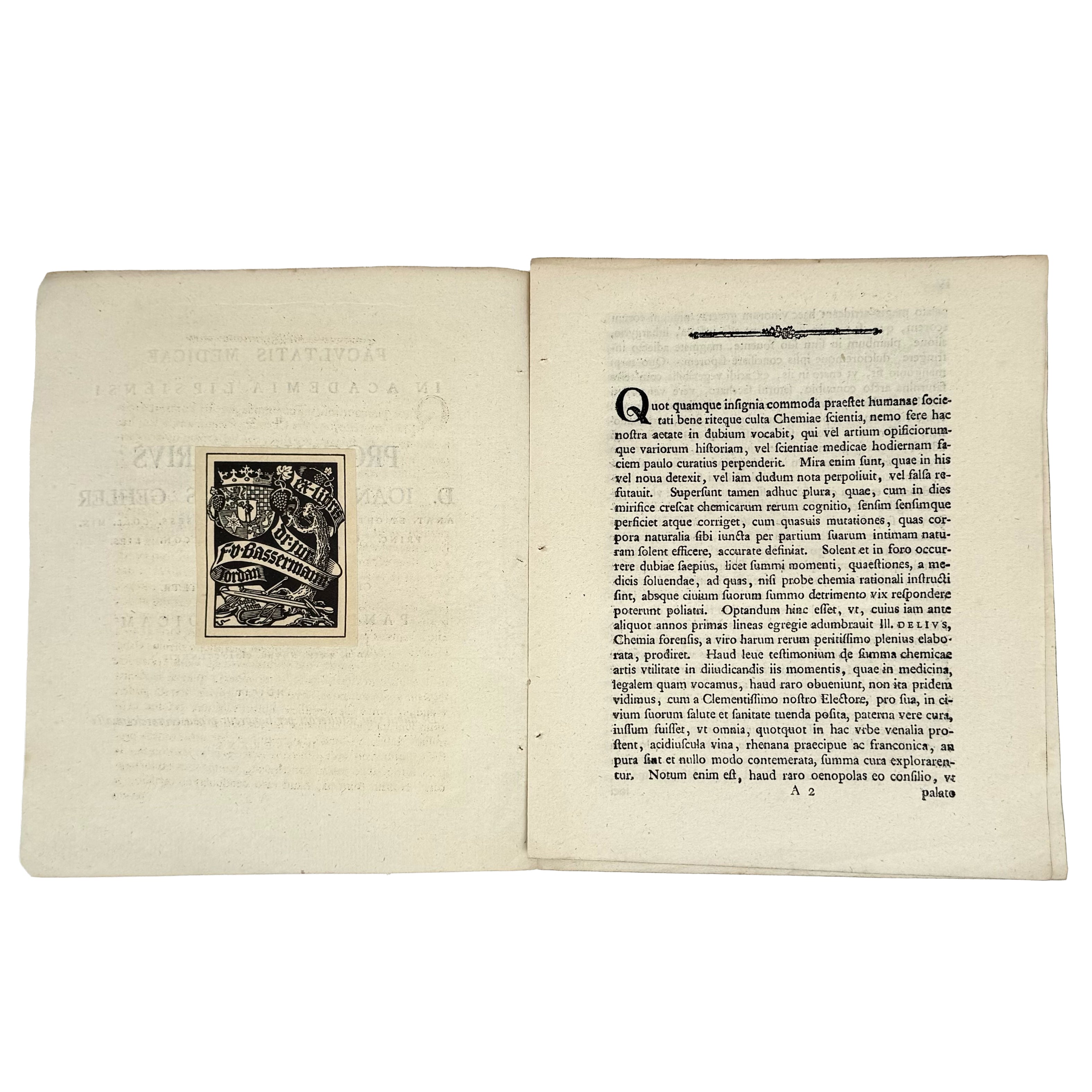 De dubia vini adulterati per liquorem probatorium  by Gehler, Ioannes Carolus: an uncommon visual fragment of the 1782 wine & viticulture treatise