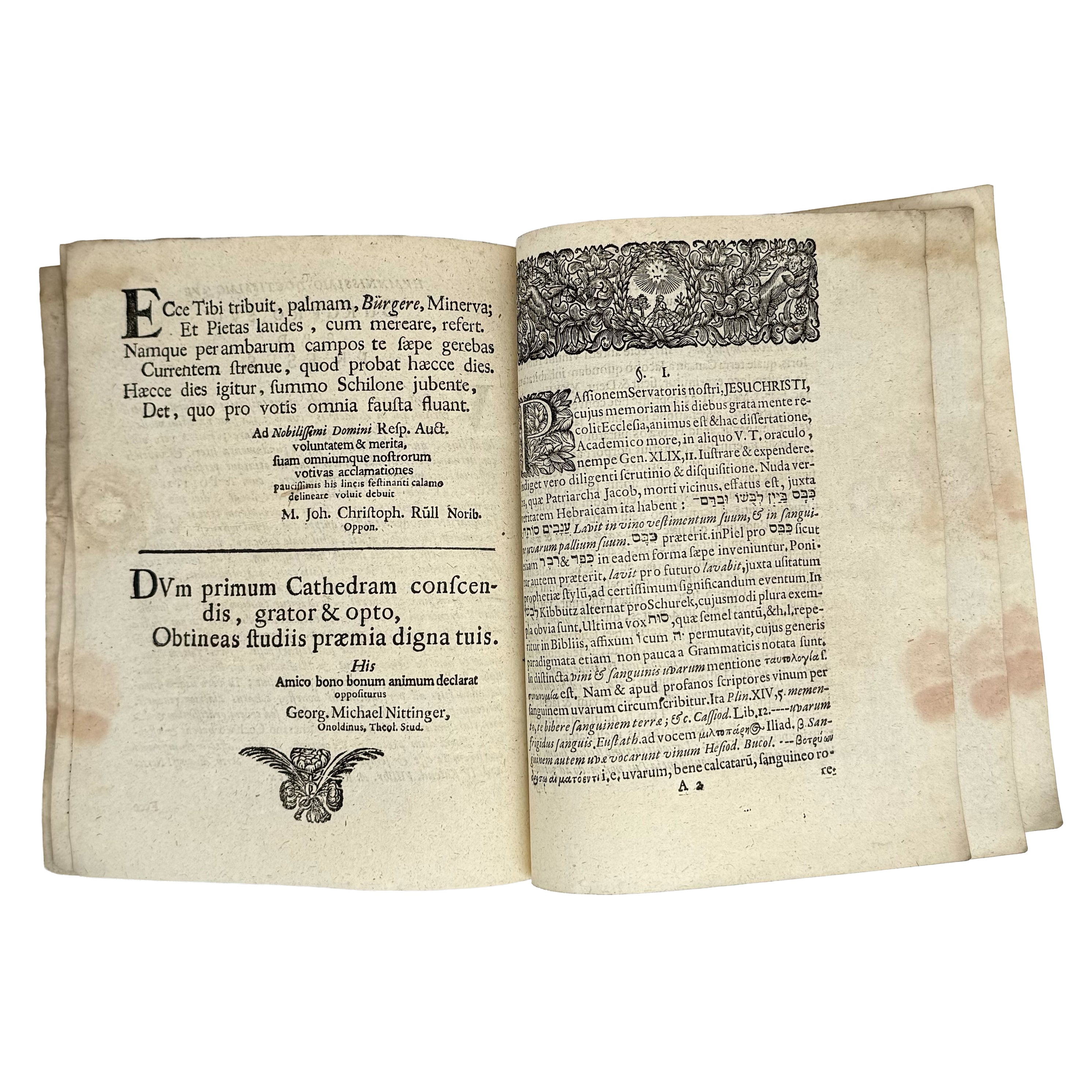 Dissertatio Theologica Super Oraculo Jacobaeo Genes. XLIX, 11.  by Quandt, Christophorus Wilhelmus: an exceptional example from the 1694 wine & viticulture publication