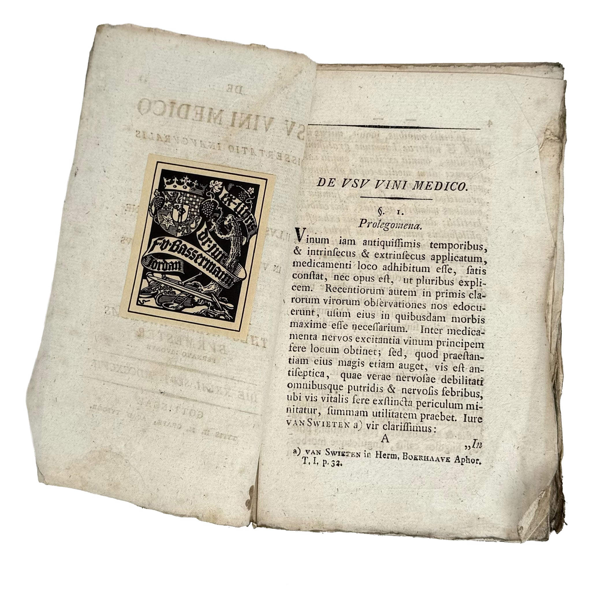 De Usu Vini Medico by Burmester, Theophilus Andreas: a finely chosen detail from the 1797 wine & viticulture piece