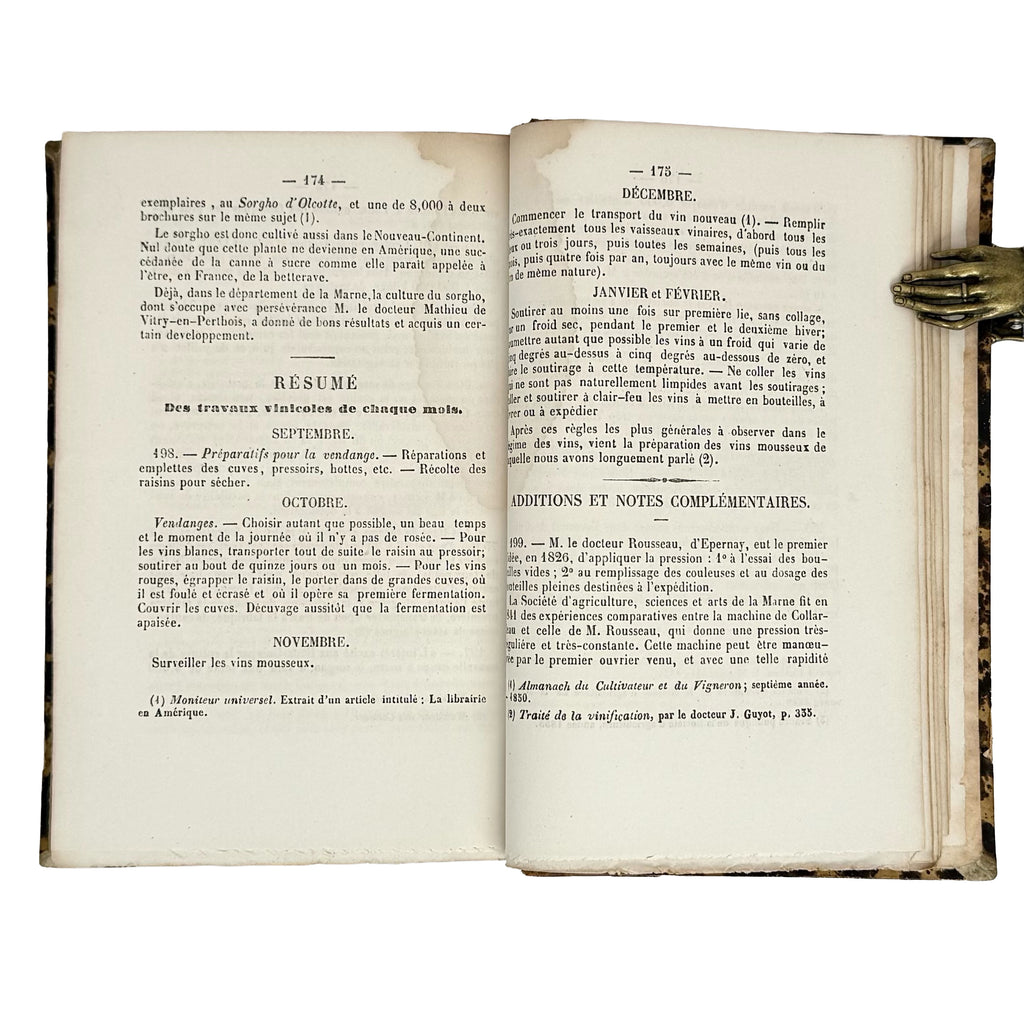 Essai sur l'Histoire des Vins de la Champagne. Bound with: Recherches (...) sur la culture de la Vigne (...) et la confection des vins de Champagne by Sutaine, Max; Plonquet, J.L.: a finely chosen detail from the 1845 wine & viticulture text