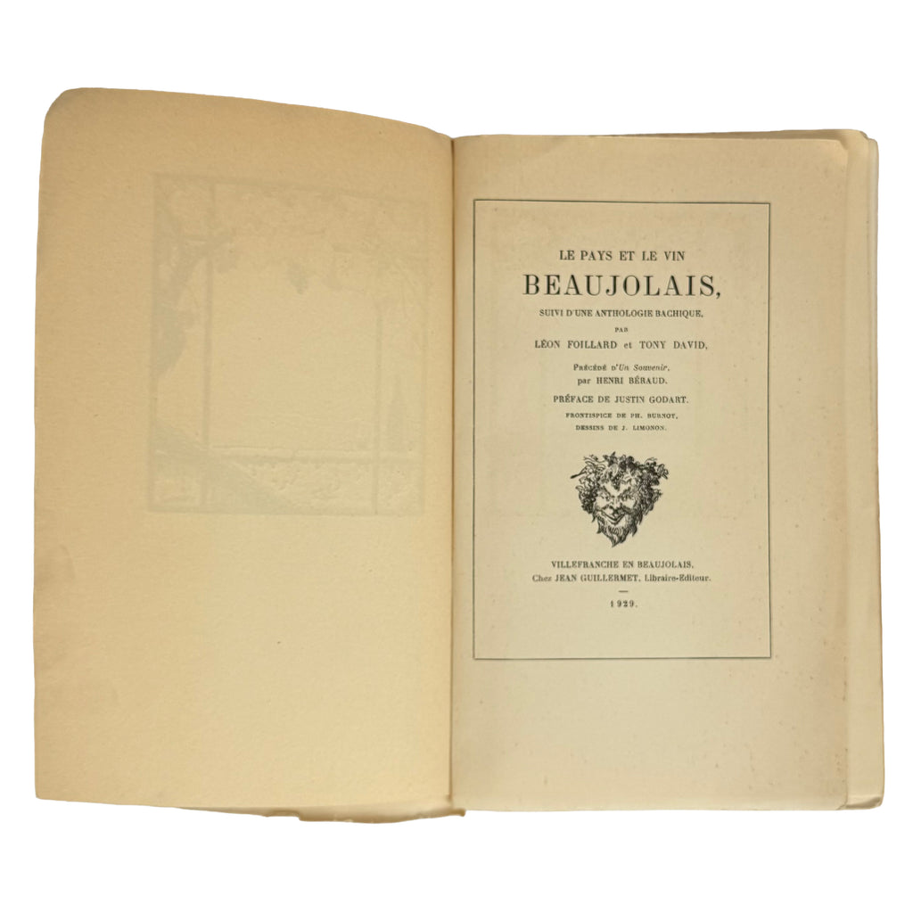 Le Pays et le Vin Beaujolais by Foillard, Léon; David, Tony: a scarce illustrative detail of the 1929 wine & viticulture work