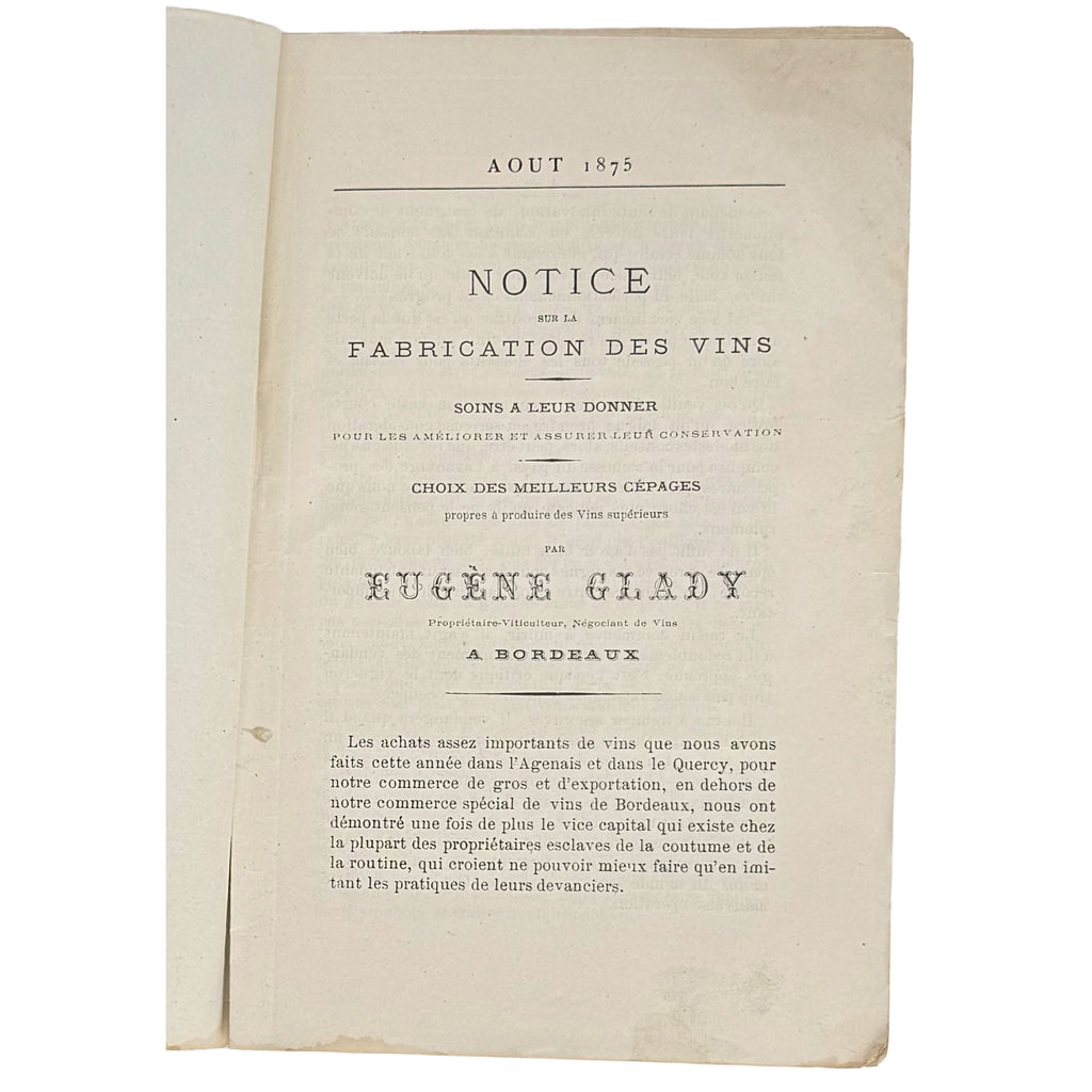 Notice sur la fabrication des vins