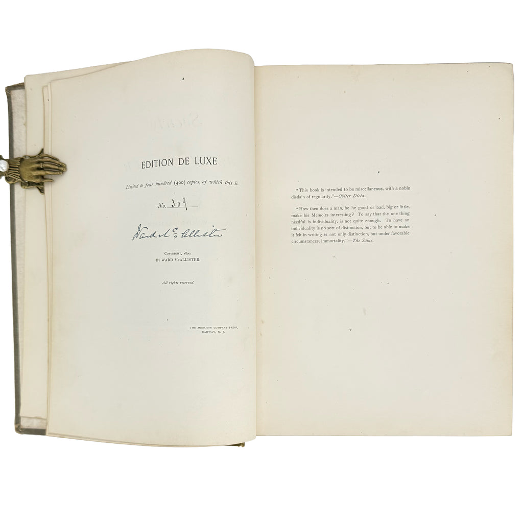 Society as I have found it by McAllister, Ward: a remarkable illustrative passage from the 1890 gastronomy & pleasures text