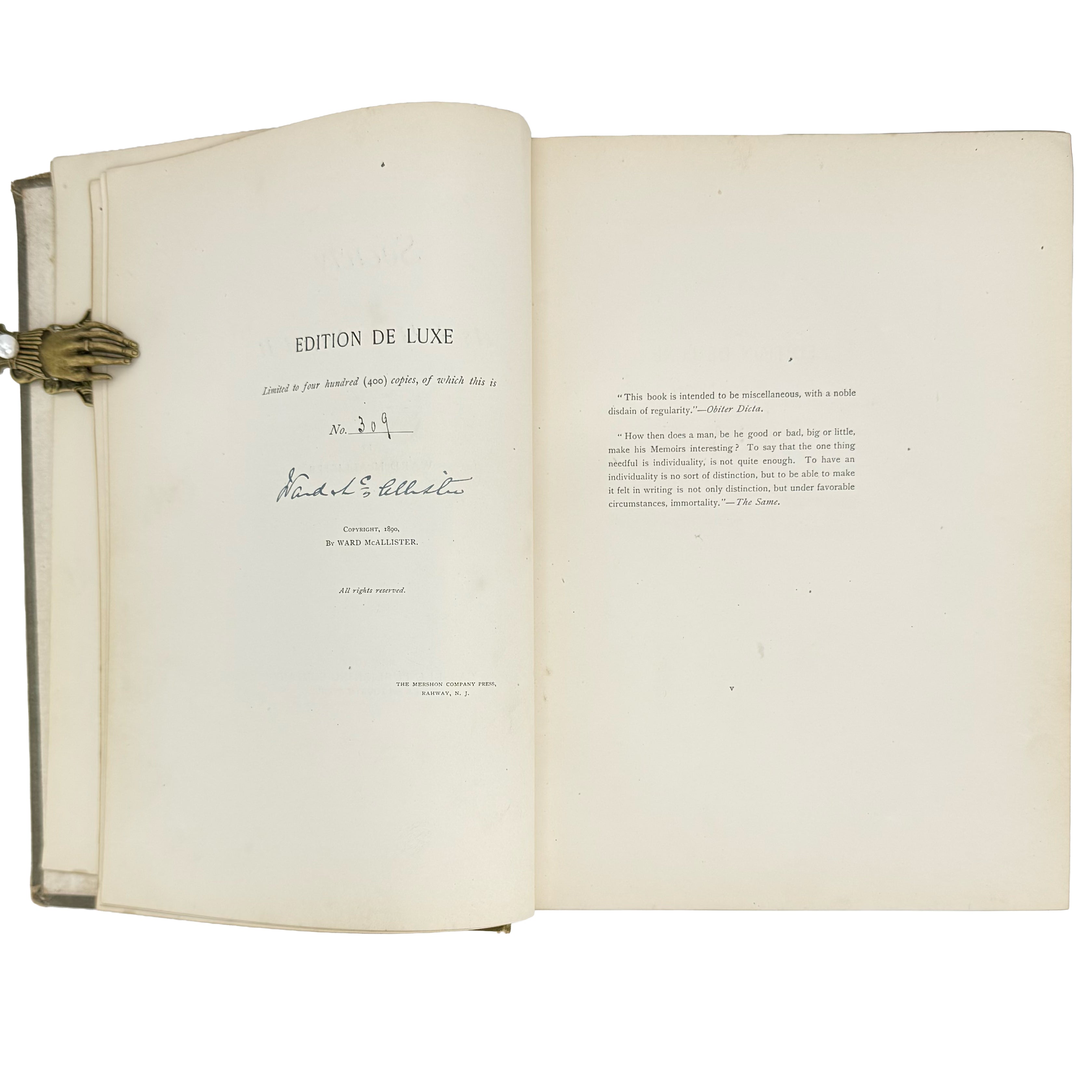 Society as I have found it by McAllister, Ward: a remarkable illustrative passage from the 1890 gastronomy & pleasures text