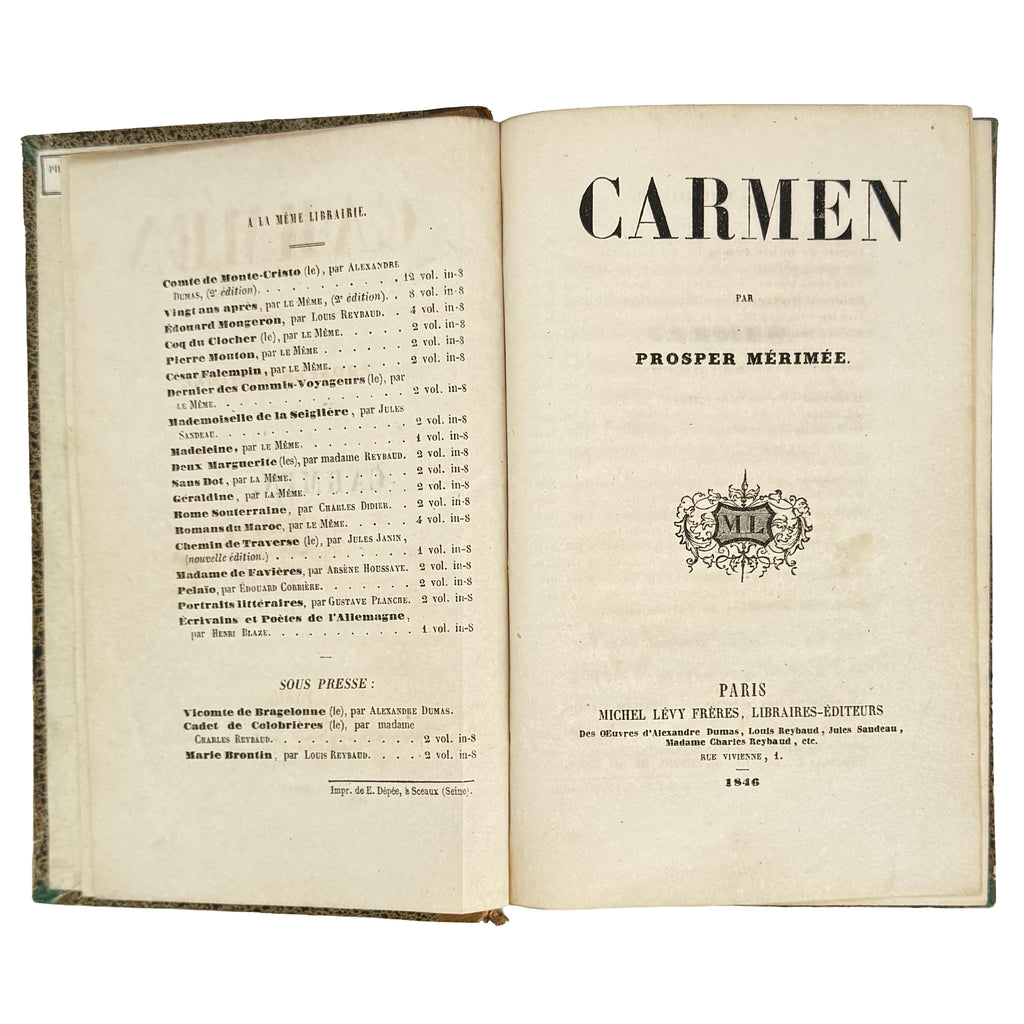 Carmen by Mérimée, Prosper: a distinctive element from the 1846 classics publication