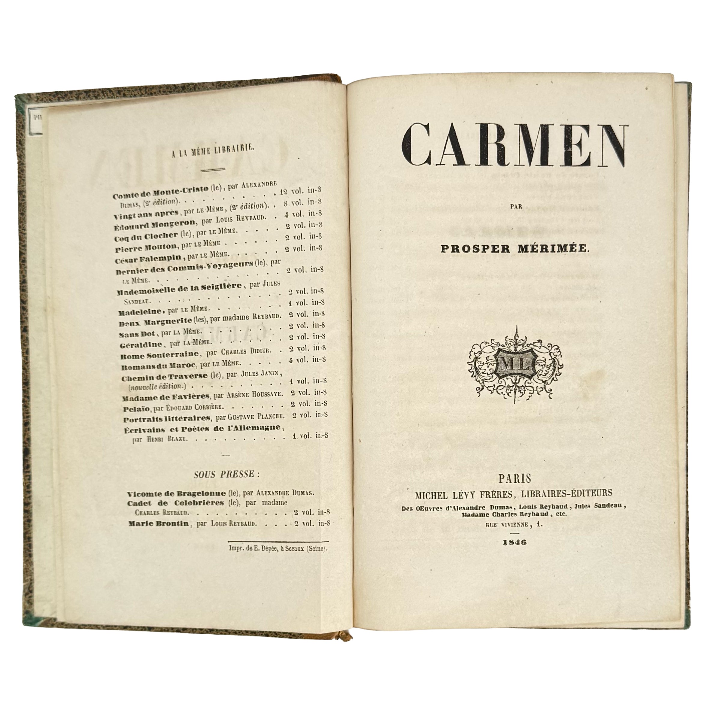Carmen by Mérimée, Prosper: a distinctive element from the 1846 classics publication