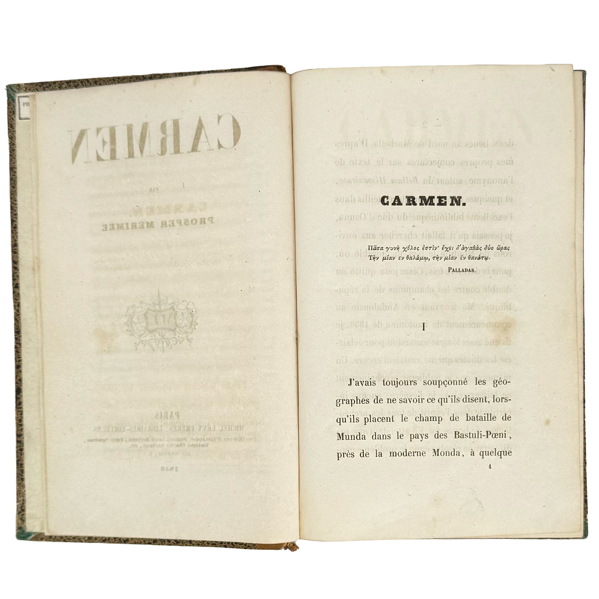 Carmen by Mérimée, Prosper: a noteworthy detail captured from the 1846 classics text
