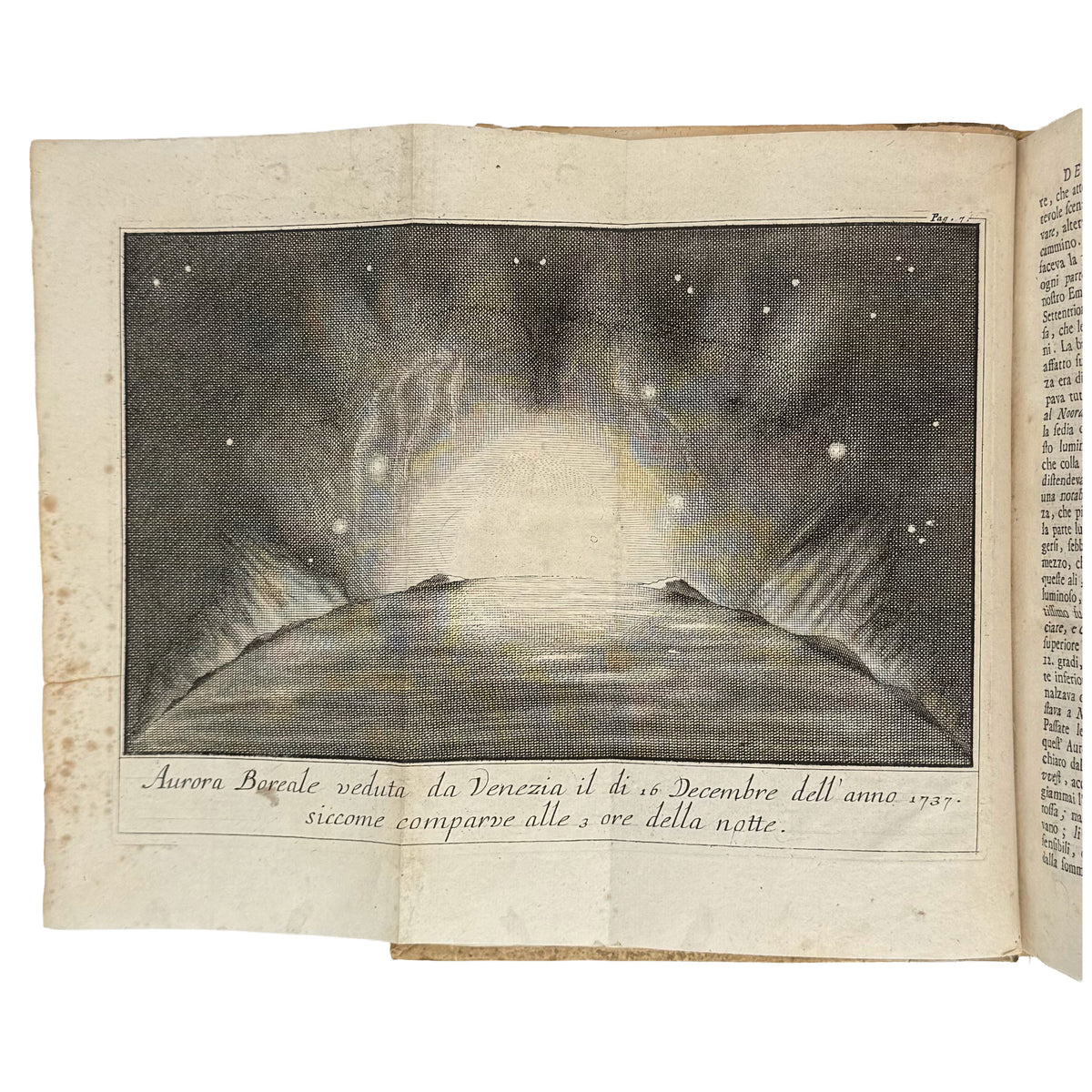 Dissertazione sopra le aurore boreali by Sguario, Eusebio: a delicate visual nuance of the 1738 illustrated science treatise