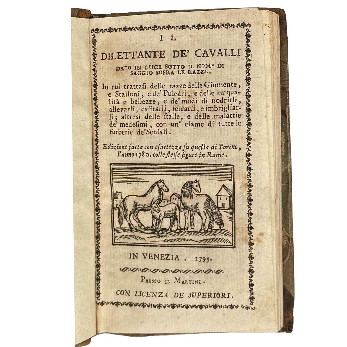 Il dilettante de' cavalli by Brezé (Bersezio), Gioachino Bonaventura Argentero (marchese di): a singularly preserved detail from the 1795 illustrated science volume