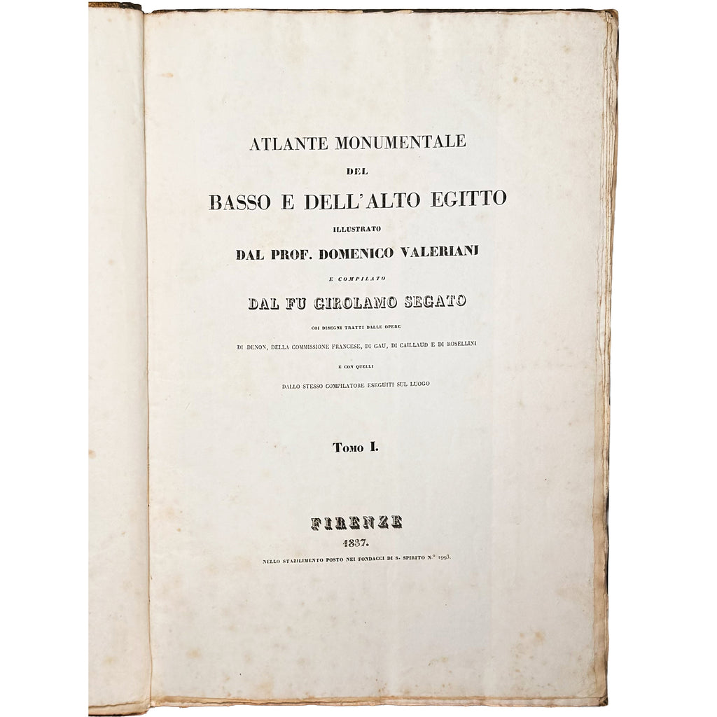Atlante monumentale del Basso e dell'Alto Egitto by Segato, Girolamo; Valeriani, Domenico: a delicate visual nuance of the 1837 illustrated wonders piece
