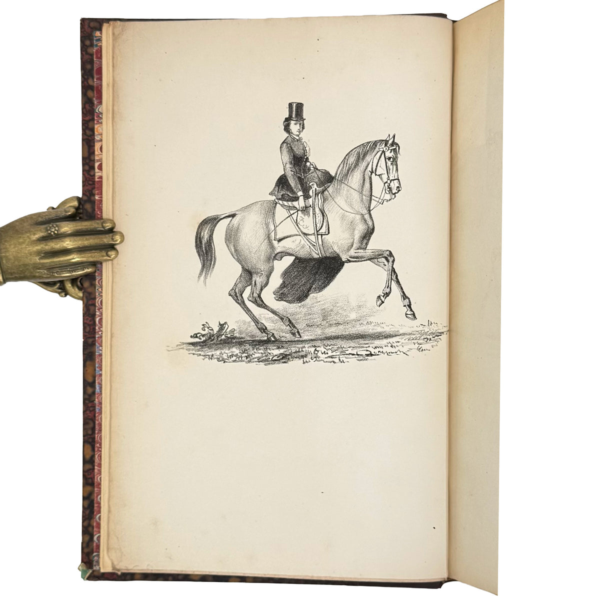 Dressage par le surfaix-cavalier des chevaux de cavalerie, d'attelage et de course en six et douze leçons by Marie-Isabelle, Madame: a scarce illustrative detail of the 1858 illustrated science treatise