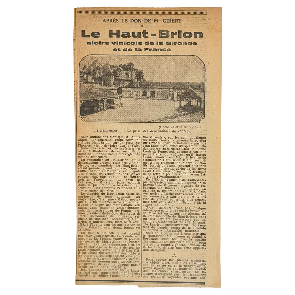 Les origines du cru de Haut-Brion-La Mission