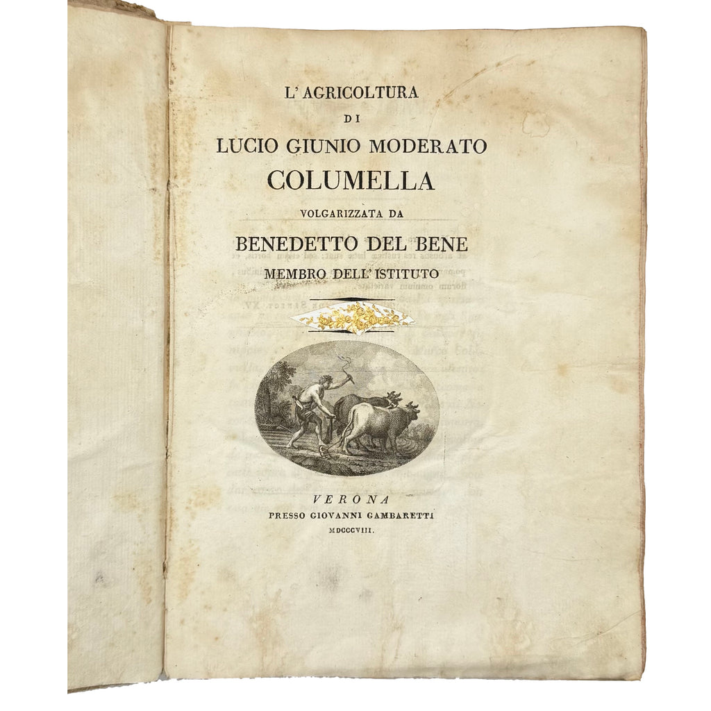 L'Agricoltura by Columella, Lucio Giunio Moderato, a rare example from the work of the 1808 - wine book.