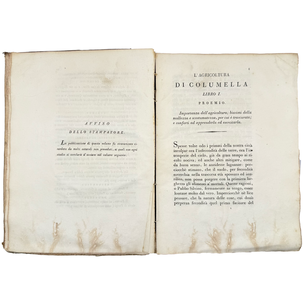 L'Agricoltura by Columella, Lucio Giunio Moderato, a rare photograph of the 1808 - wine book.