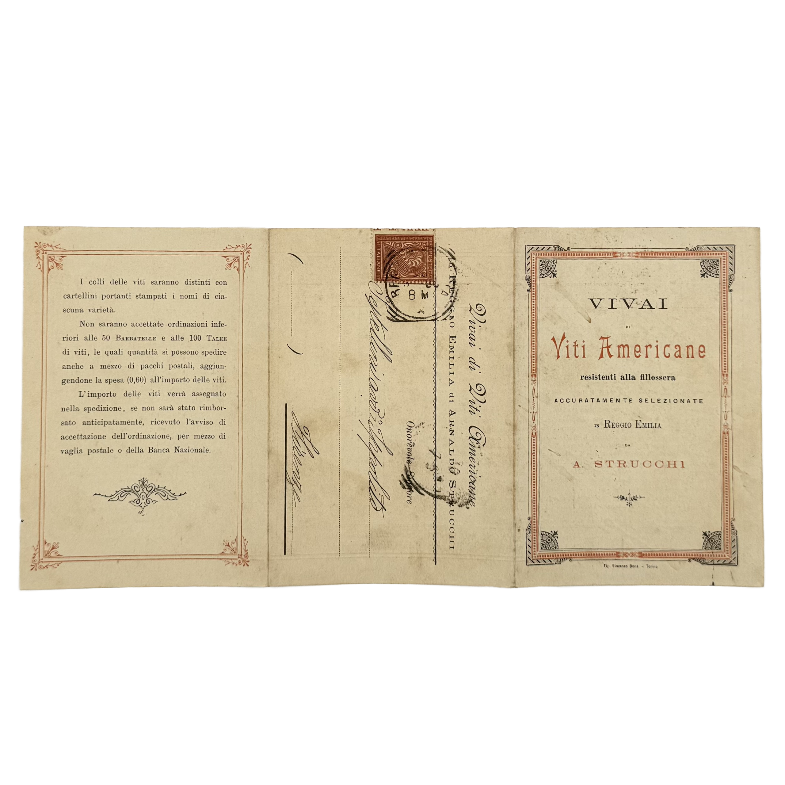 Vivai Di Viti Americane by Strucchi, Arnaldo, a rare sample view of the 1930 - wine book.