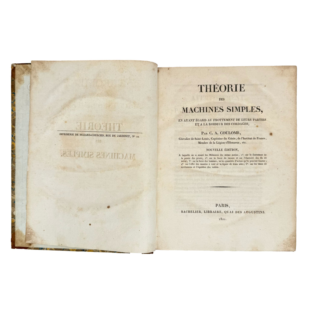 Théorie des machines simples by Coulomb, Charles-Augustin: a remarkable illustrative passage from the 1821 early science & crafts piece