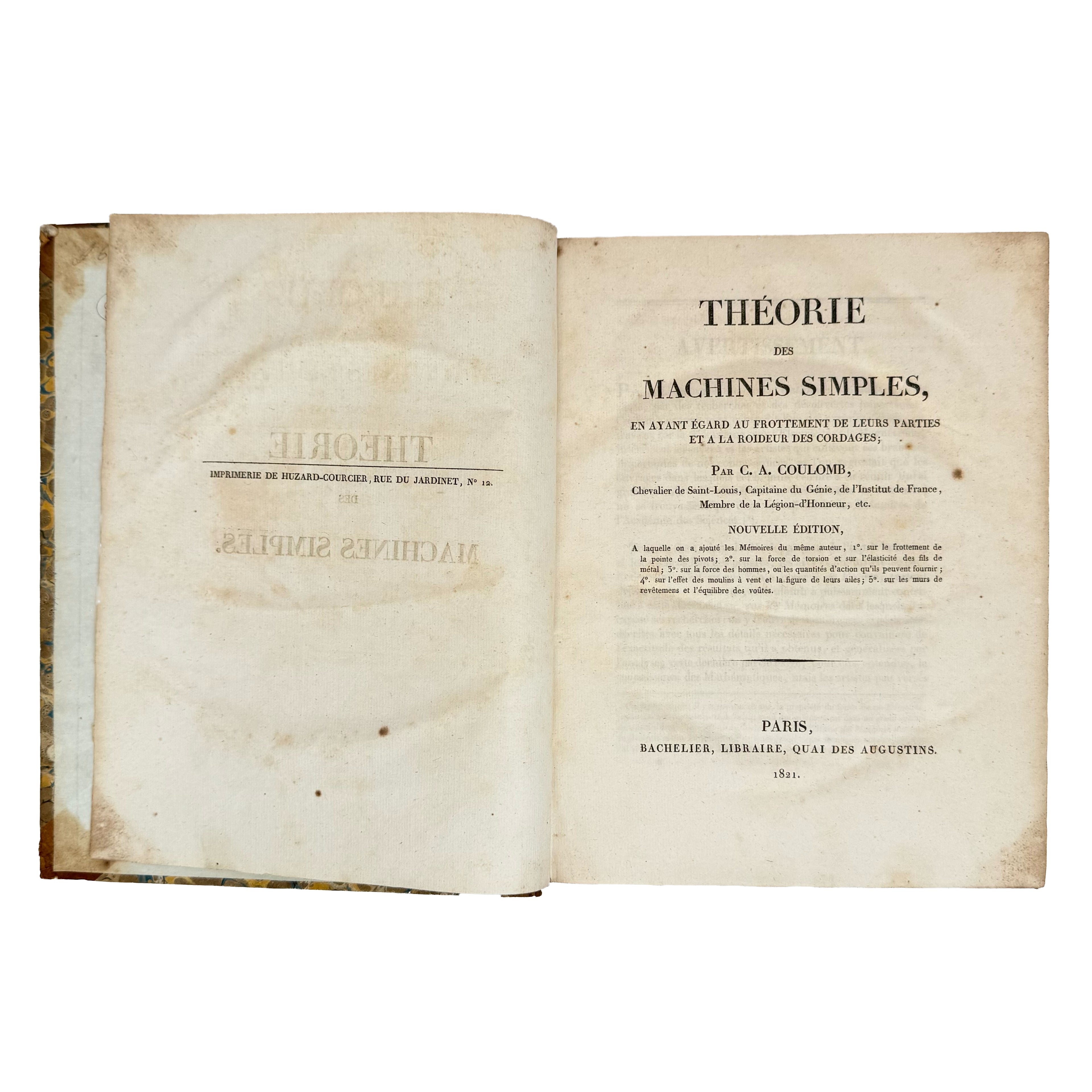 Théorie des machines simples by Coulomb, Charles-Augustin: a remarkable illustrative passage from the 1821 early science & crafts piece