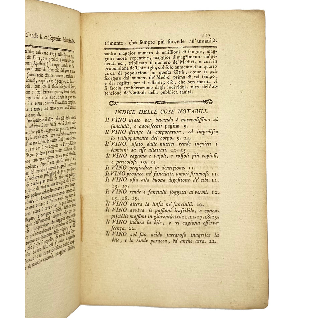 Educazione Fisica Della Figliuolanza by Riccardi, Padre (Attr.), a rare captivating detail of the 1789 - wine book.