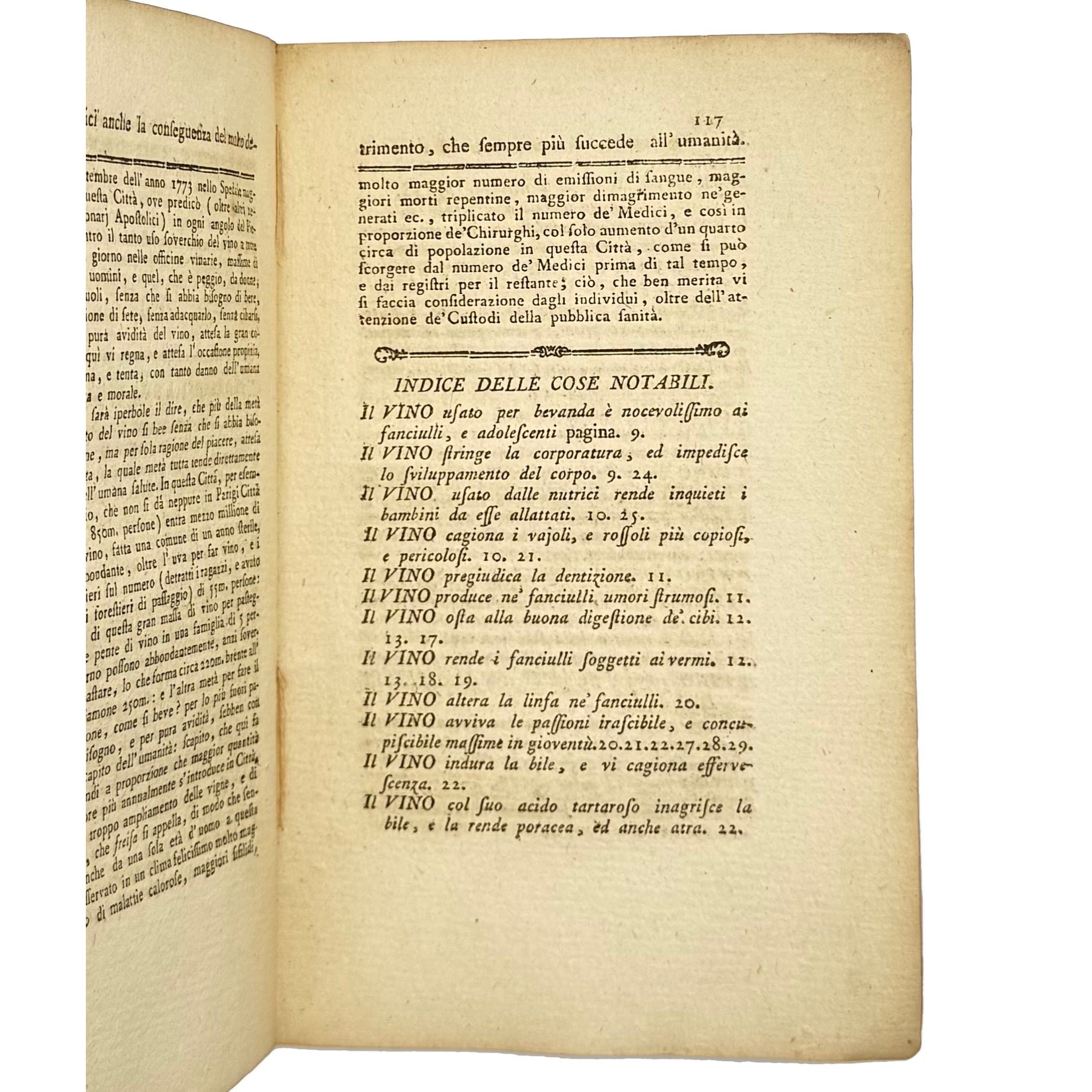 Educazione Fisica Della Figliuolanza by Riccardi, Padre (Attr.), a rare captivating detail of the 1789 - wine book.