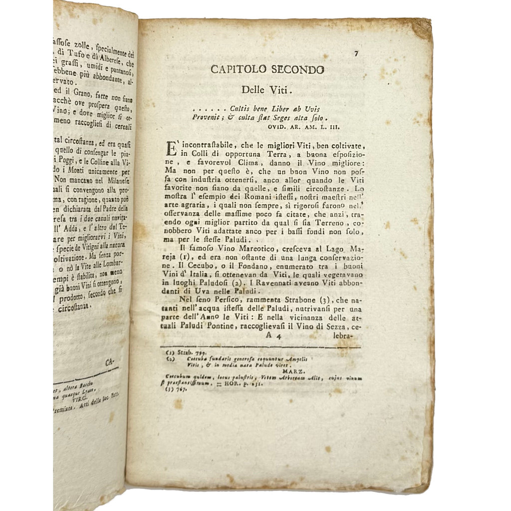 Arte Di Fare Il Vino Per La Lombardia Austriaca by Fabbroni, Adamo, a rare feature view of the 1790 - wine book.