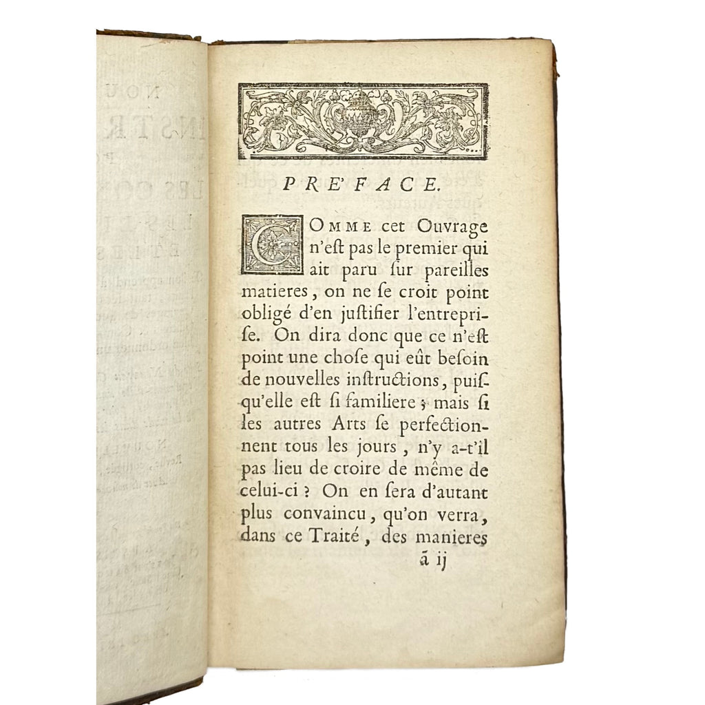 Nouvelle Instruction Pour Les Confitures, Les Liquers, Et Les Fruits by Massialot, François, a rare photograph of the 1740 - gastronomy book.