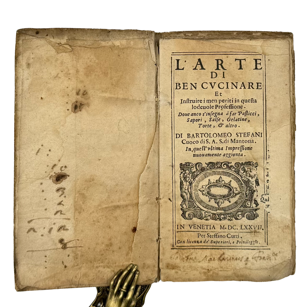L'Arte Di Ben Cucinare by Stefani, Bartolomeo, a rare interior highlight of the 1677 - gastronomy book.