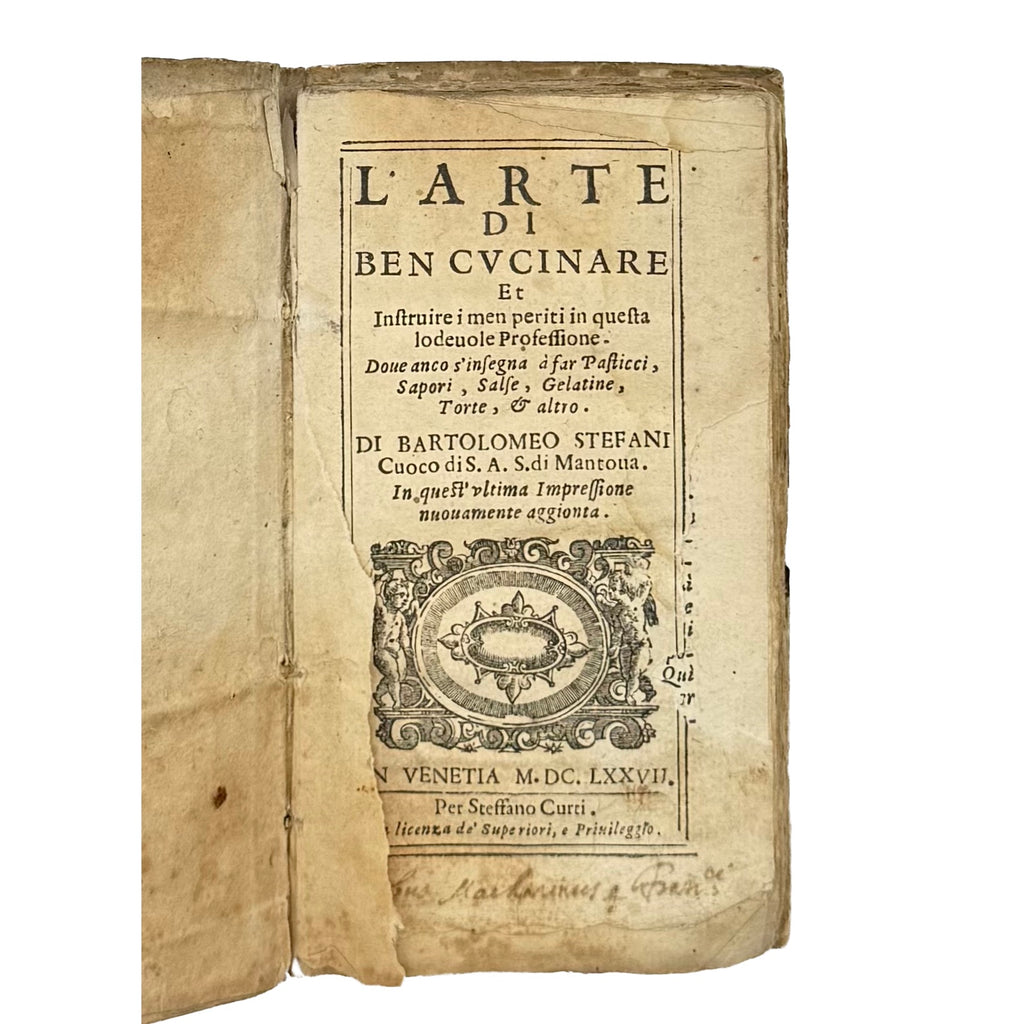 L'Arte Di Ben Cucinare by Stefani, Bartolomeo, a rare selected detail of the 1677 - gastronomy book.