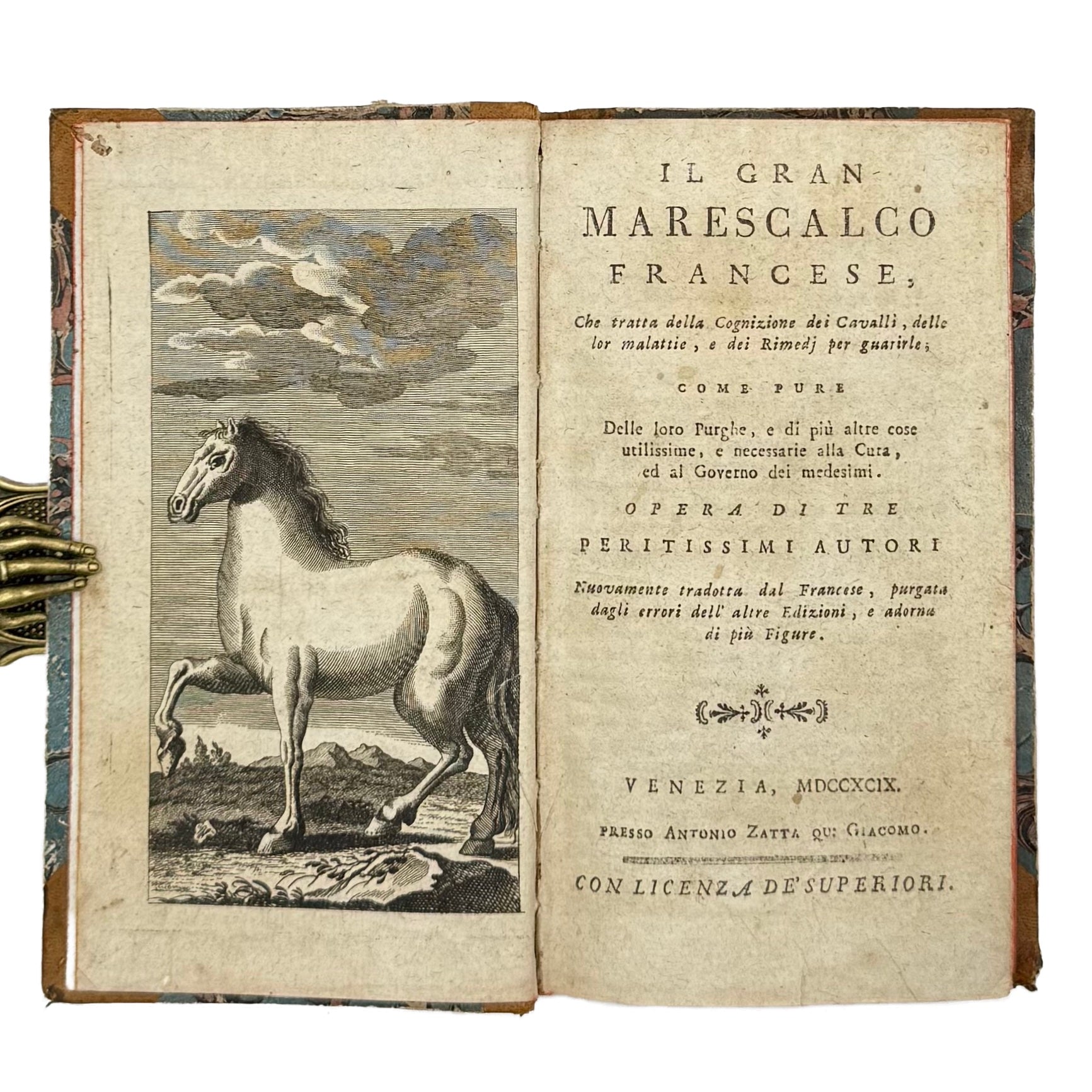 Il Gran Marescalco Francese by Davini, Giovanni Battista; Vallisneri, Antonio, a rare captivating detail of the 1799 - illustrated book.