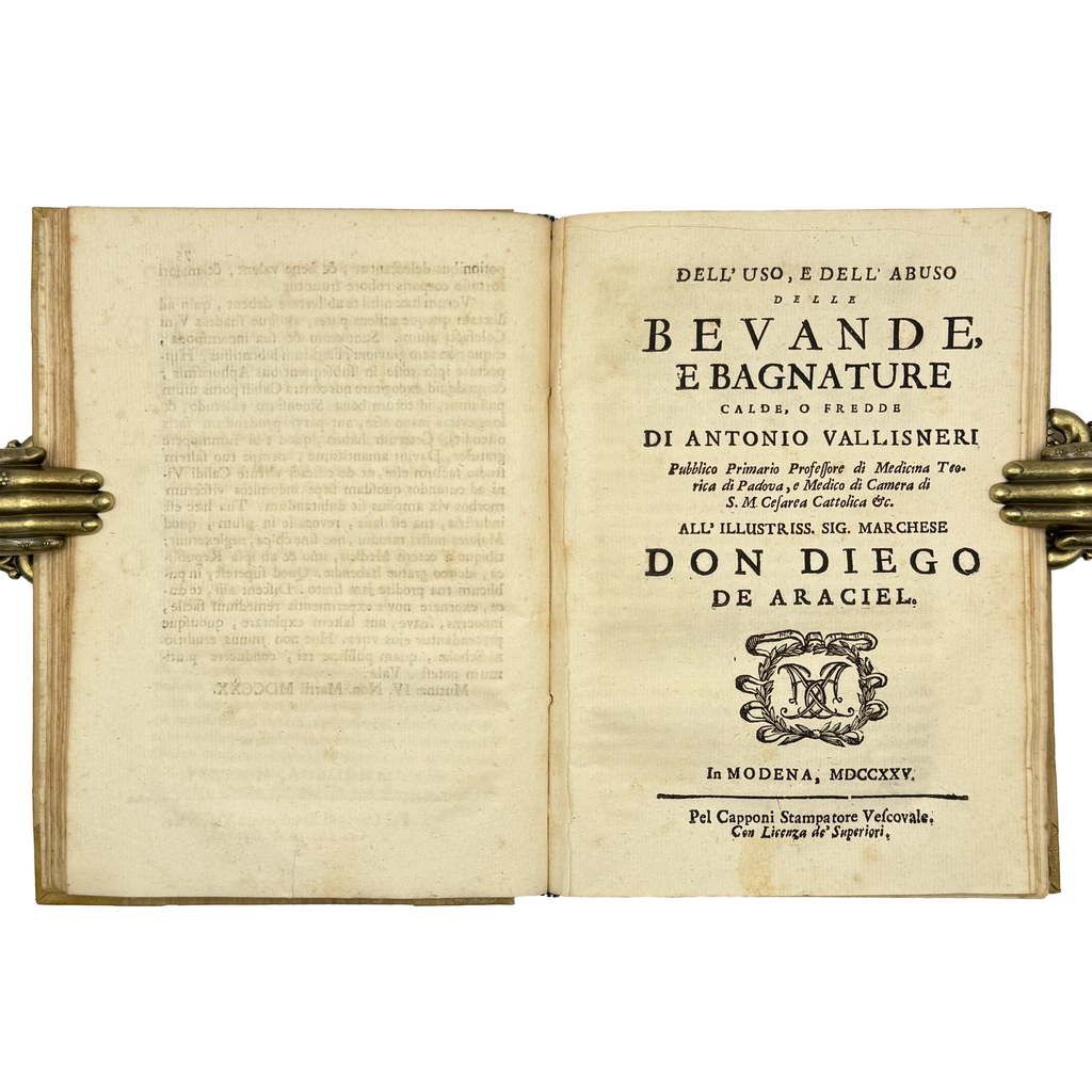 De Potu Vini Calidi Dissertatio by Davini, Giovanni Battista; Vallisneri, Antonio, a rare example image of the 1725 - wine book.