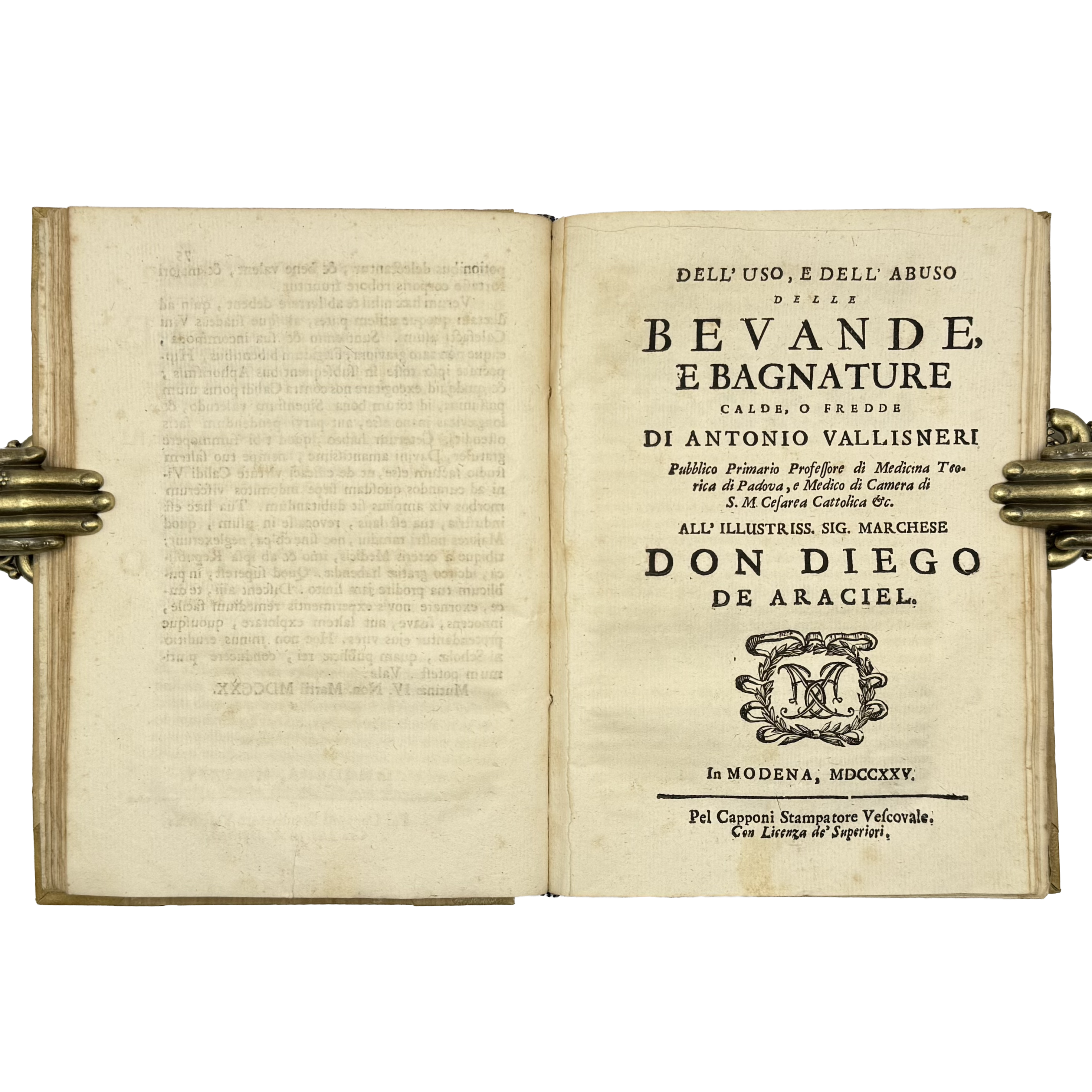 De Potu Vini Calidi Dissertatio by Davini, Giovanni Battista; Vallisneri, Antonio, a rare example image of the 1725 - wine book.