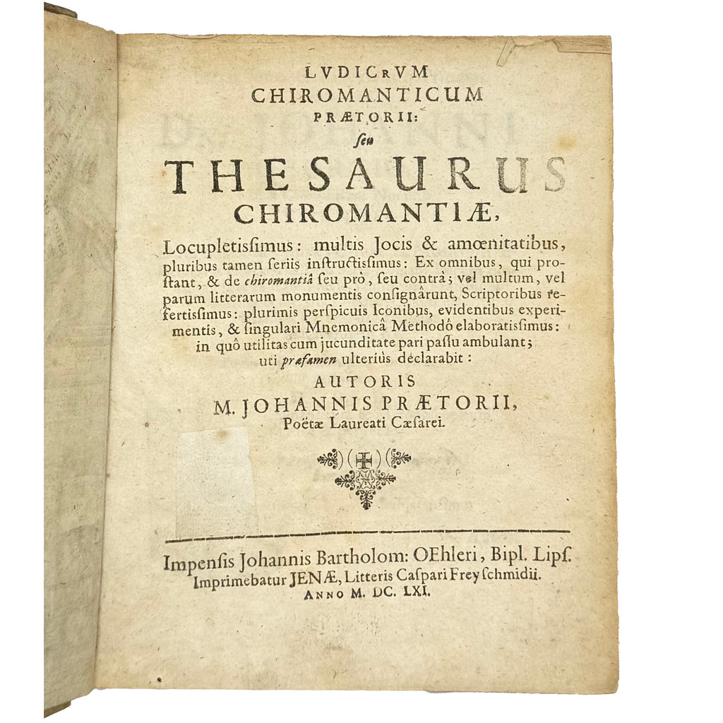 Ludicrum Chiromanticum Praetorii by Praetorius, Johannes, a rare selected detail of the 1661 - curiosa & occulta book.