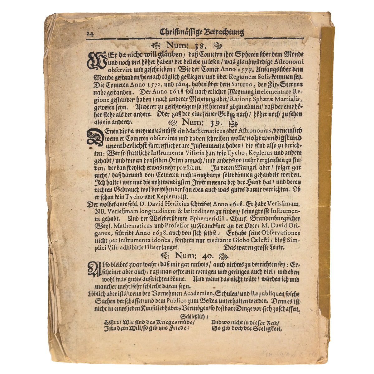 Christmässige Betrachtung des Cometen im Aprili Anno 1677