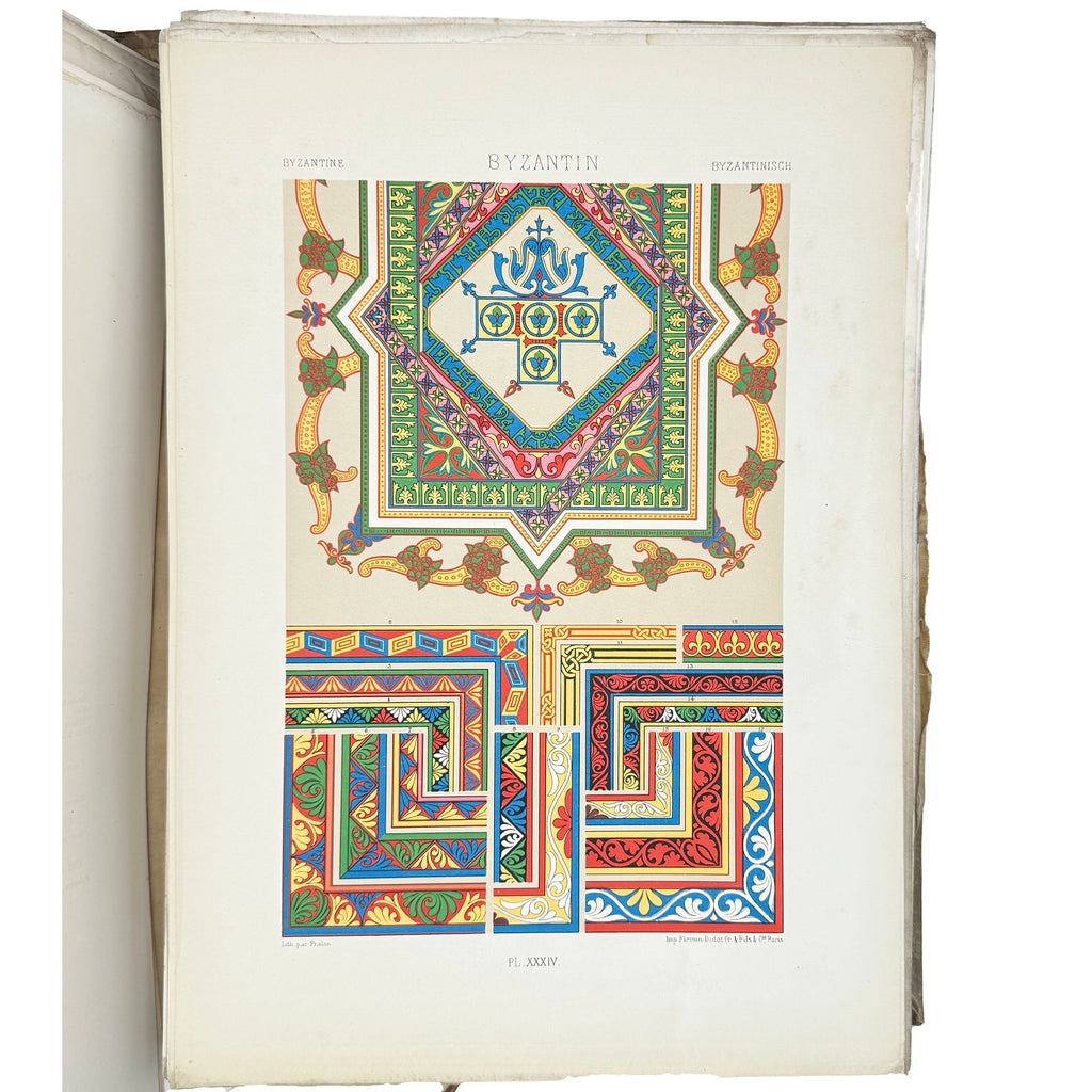 L'Ornement Polychrome by Racinet, Auguste, a rare view of the 1869 - illustrated book.