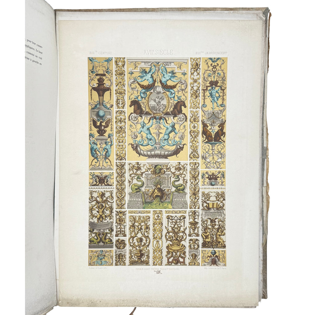 L'Ornement Polychrome by Racinet, Auguste, a rare highlighted image of the 1869 - illustrated book.