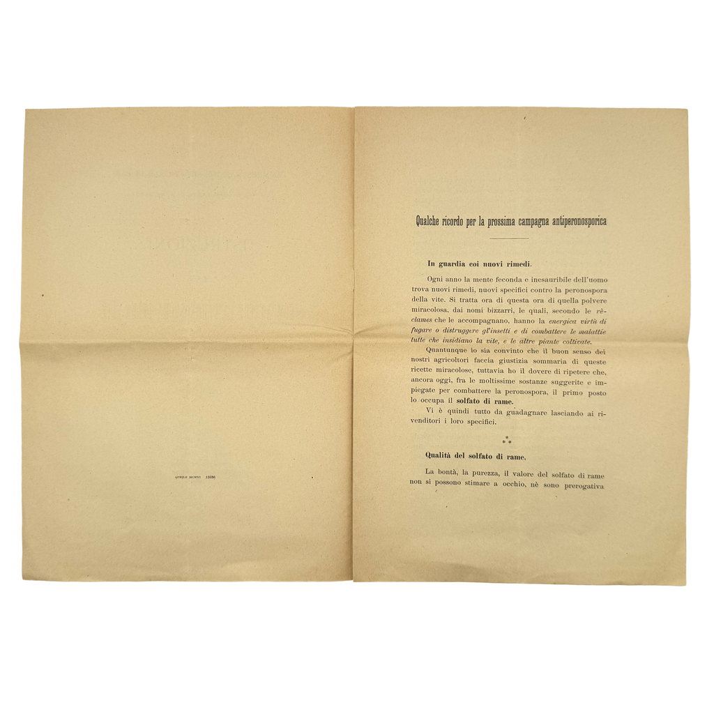 Istruzioni Per Combattere La Peronospora Della Vite by Briganti, G., a rare representative view of the 1906 - wine book.