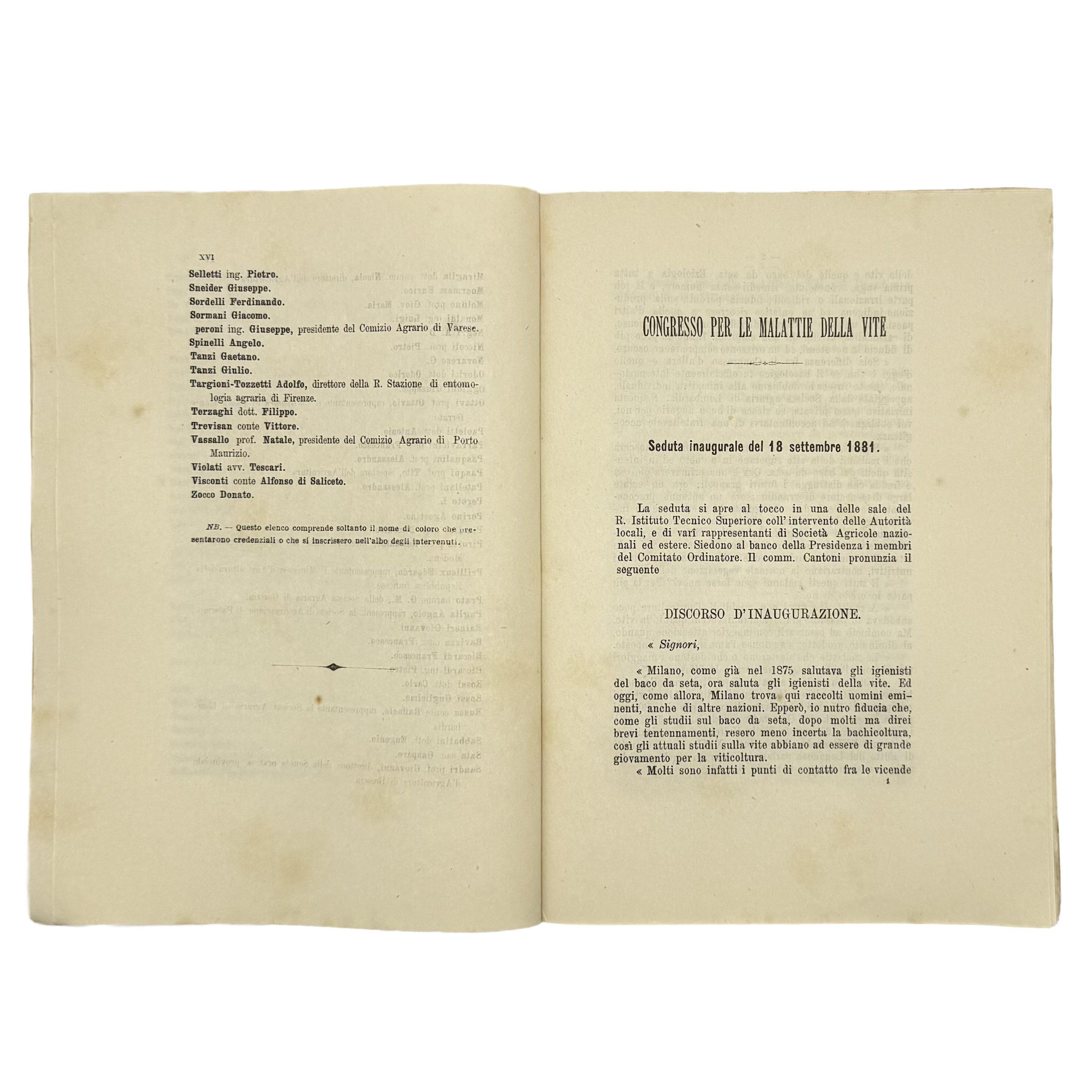 Atti Del Primo Congresso Per Le Malattie Della Vite by Various Authors, a rare interesting detail of the 1882 - wine book.