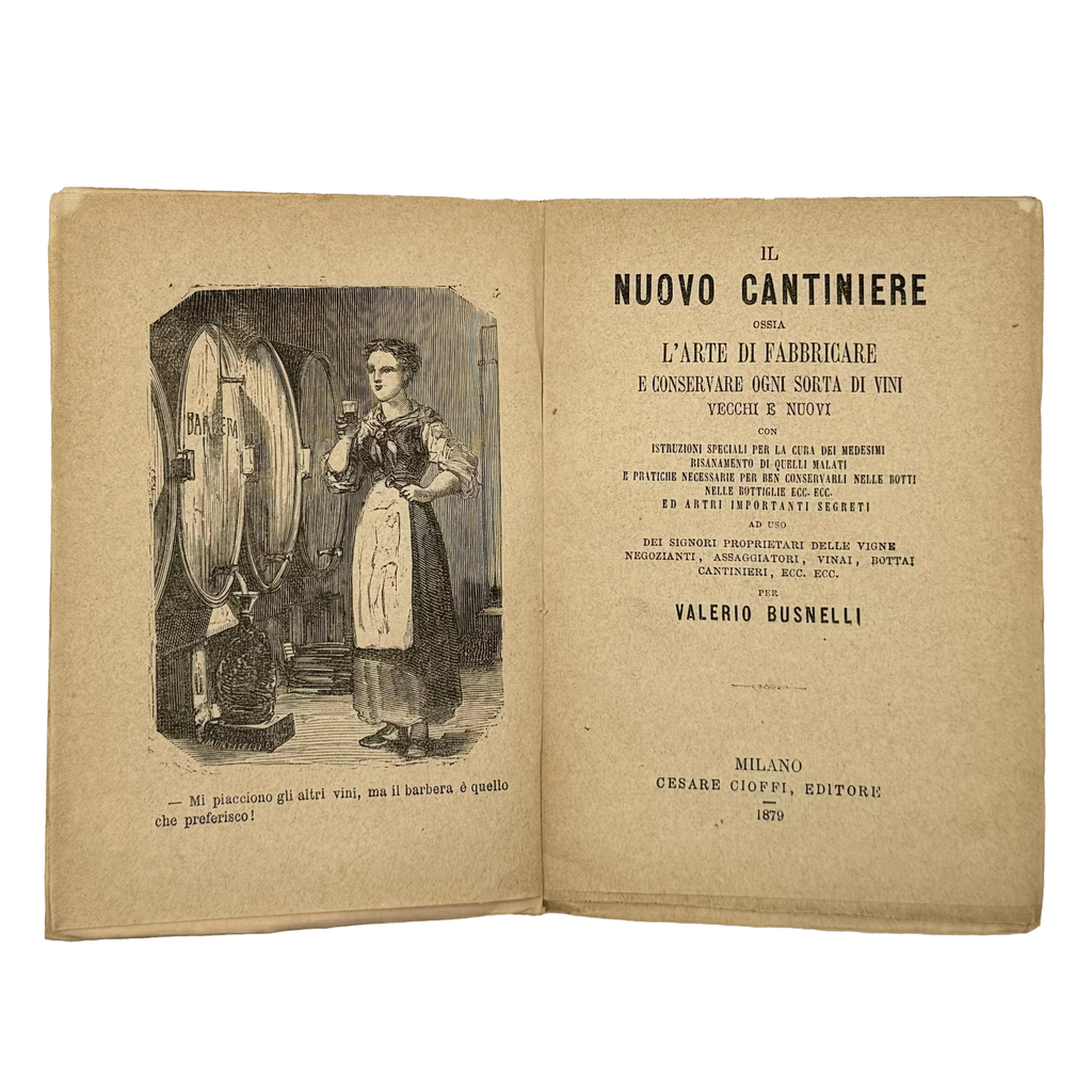 Il Nuovo Cantiniere by Busnelli, Valerio, a rare captivating detail of the 1879 - wine book.