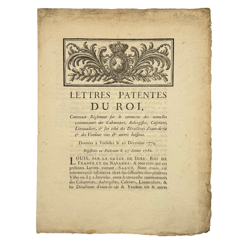 Lettres Patentes Du Roi by Redi, Francesco, a rare example from the work of the 1780 - gastronomy book.