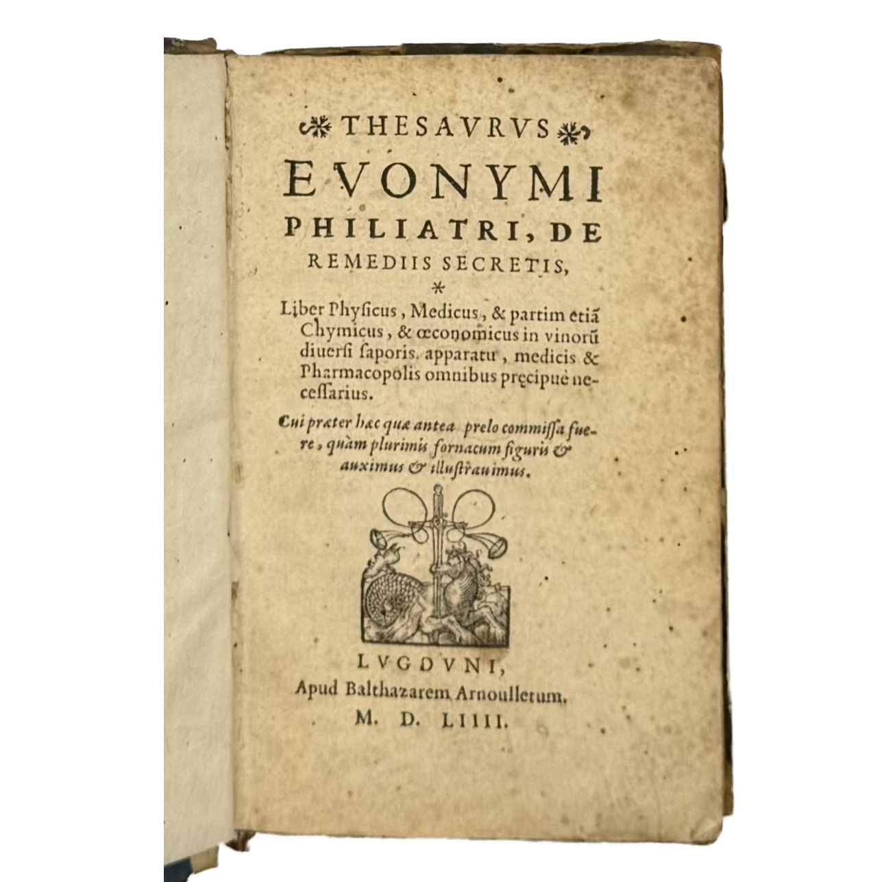 Thesaurus Euonymi Philiatri De Remediis Secretis by Gesner, Conrad, a rare detail view of the 1554 - illustrated book.