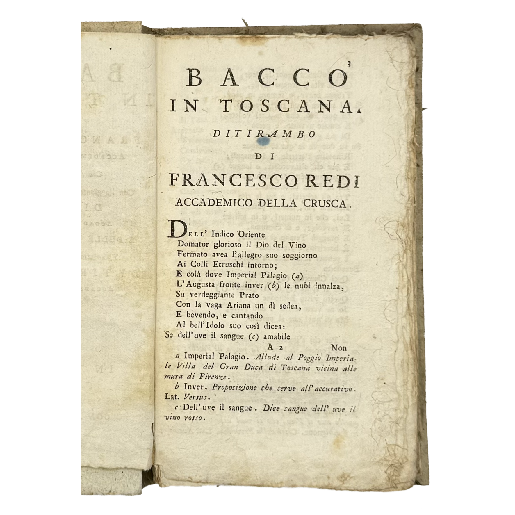 Bacco In Toscana by Redi, Francesco, a rare image from the book of the 1791 - wine book.