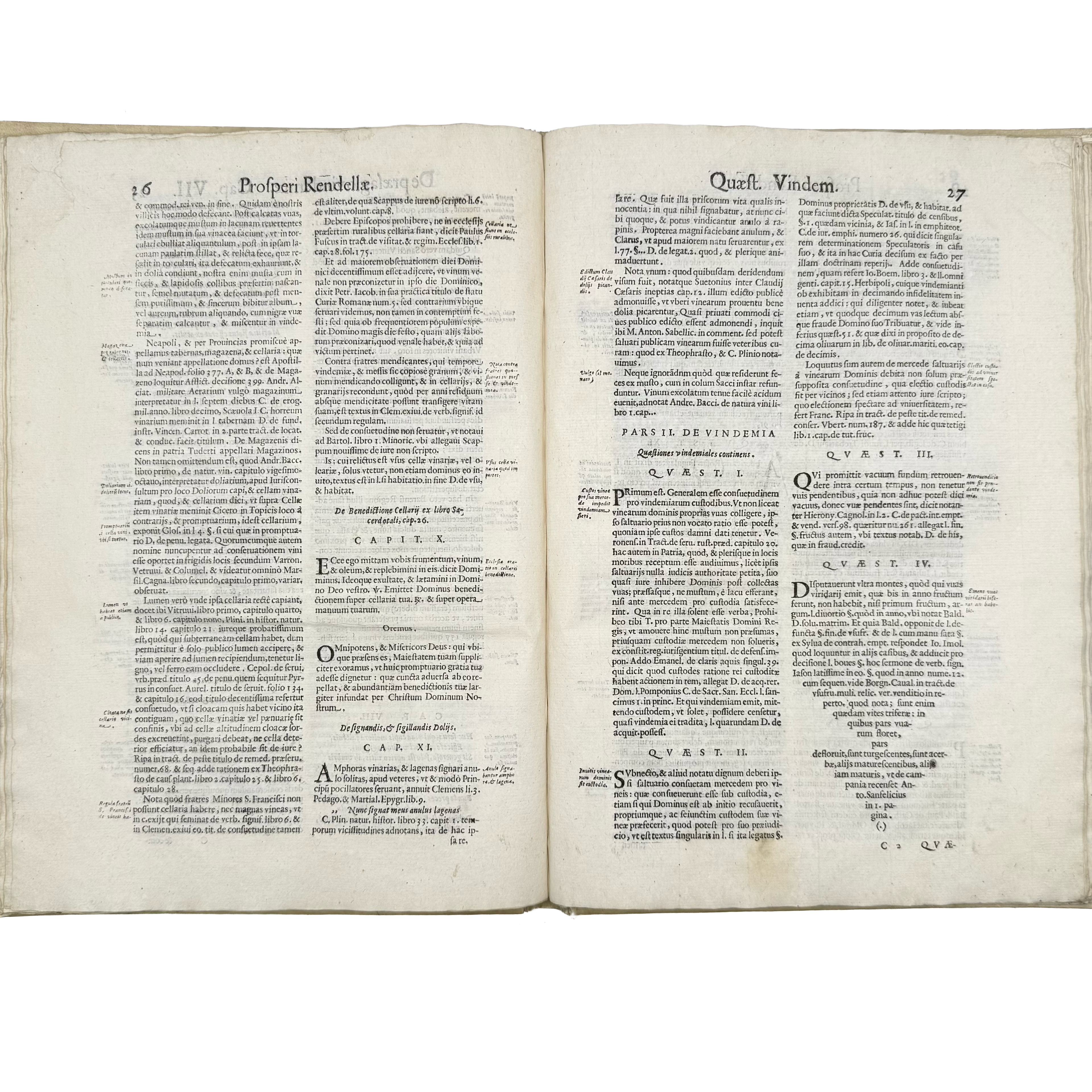 Tractatus De Vinea, Vindemia Et Vino by Rendella, Prospero, a rare view of the 1629 - wine book.