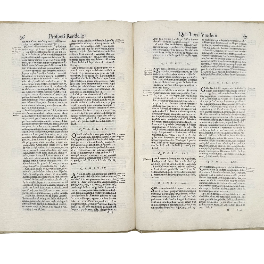 Tractatus De Vinea, Vindemia Et Vino by Rendella, Prospero, a rare notable image of the 1629 - wine book.