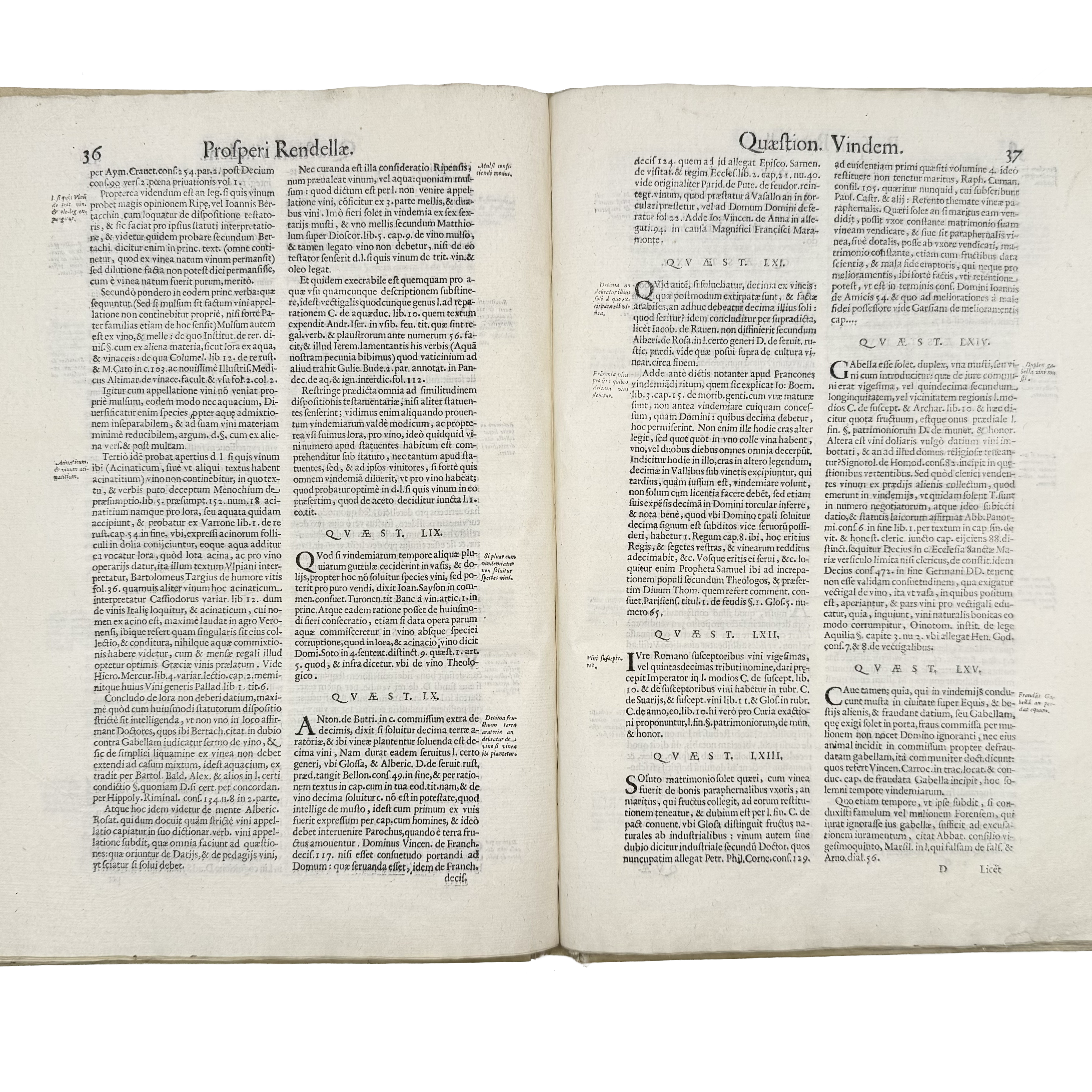 Tractatus De Vinea, Vindemia Et Vino by Rendella, Prospero, a rare notable image of the 1629 - wine book.