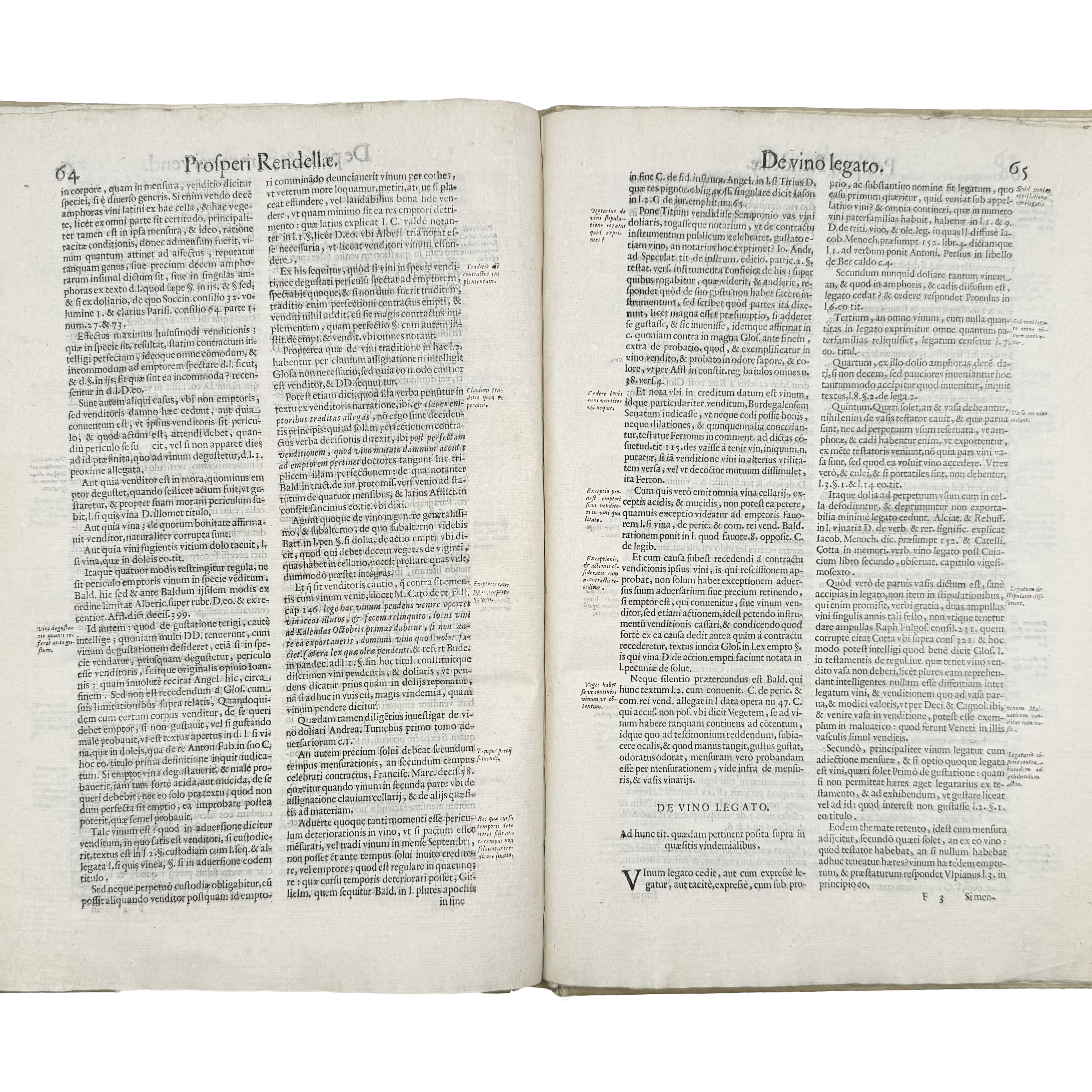 Tractatus De Vinea, Vindemia Et Vino by Rendella, Prospero, a rare photograph of the 1629 - wine book.
