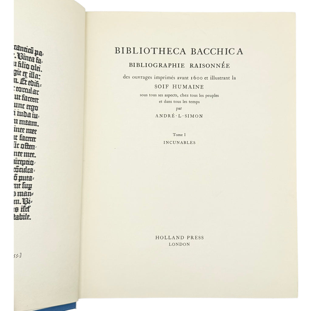 Bibliotheca Bacchica by Simon, Andre L., a rare interior highlight of the 1972 - wine book.