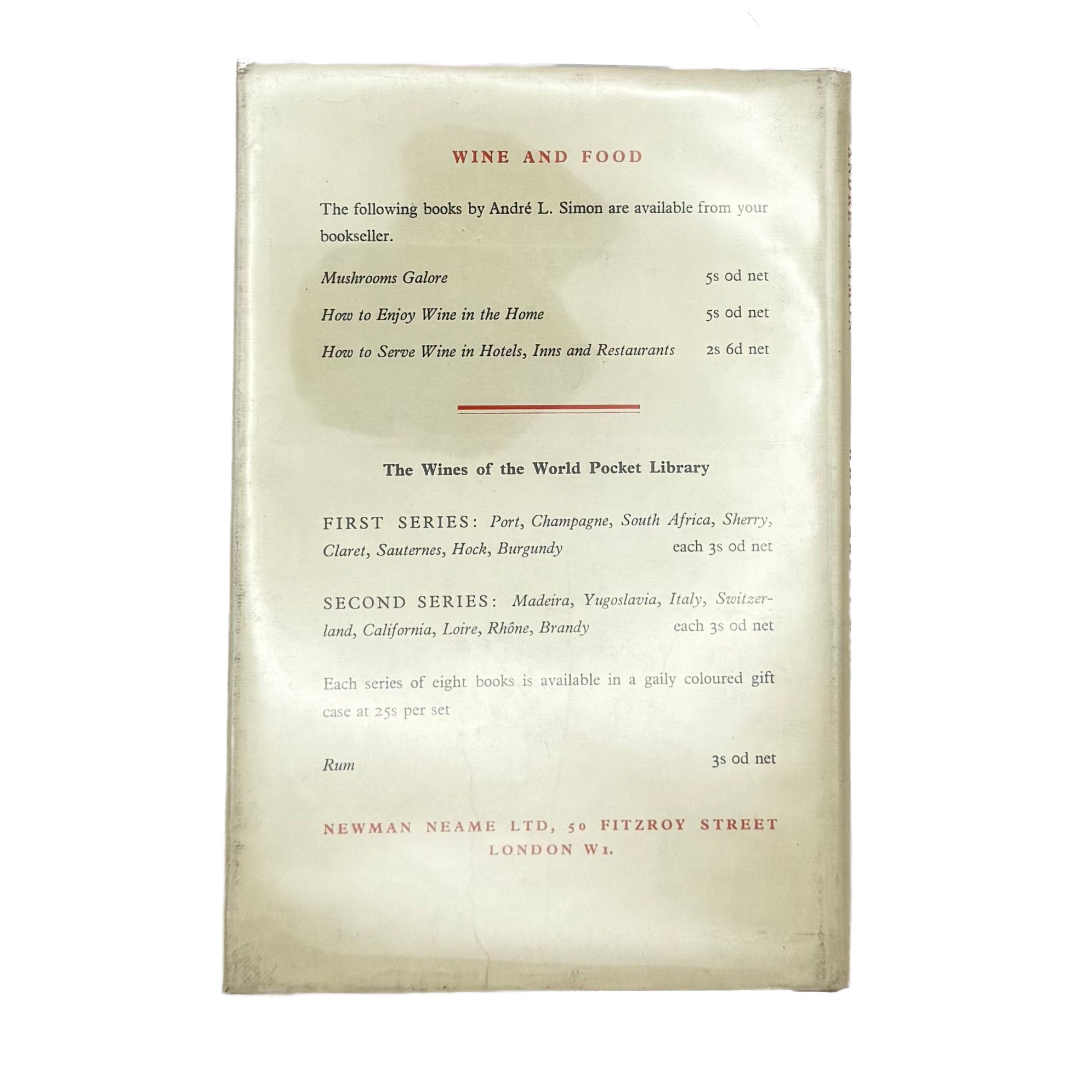 What About Wine? by Simon, Andre L., a rare detail view of the 1953 - wine book.